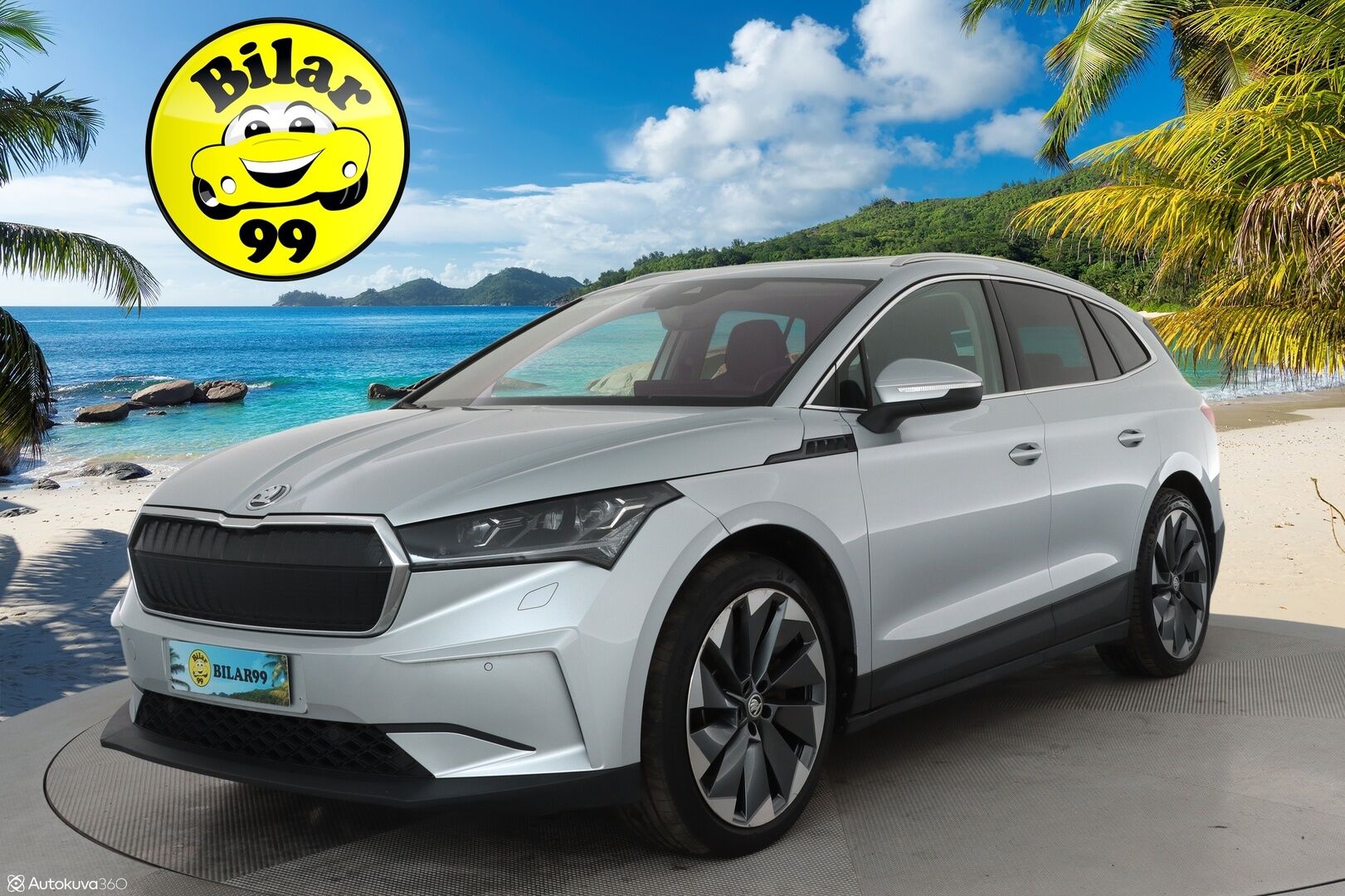 SKODA ENYAQ 2022 iV80 *Panorama / Lämpöpumppu / Koukku / ACC / Matrix-LED / Hierova Muistipenkki / Kamera / Navi* - SoH 94,68 % / kahdet renkaat vanteilla / Huippusiisti!