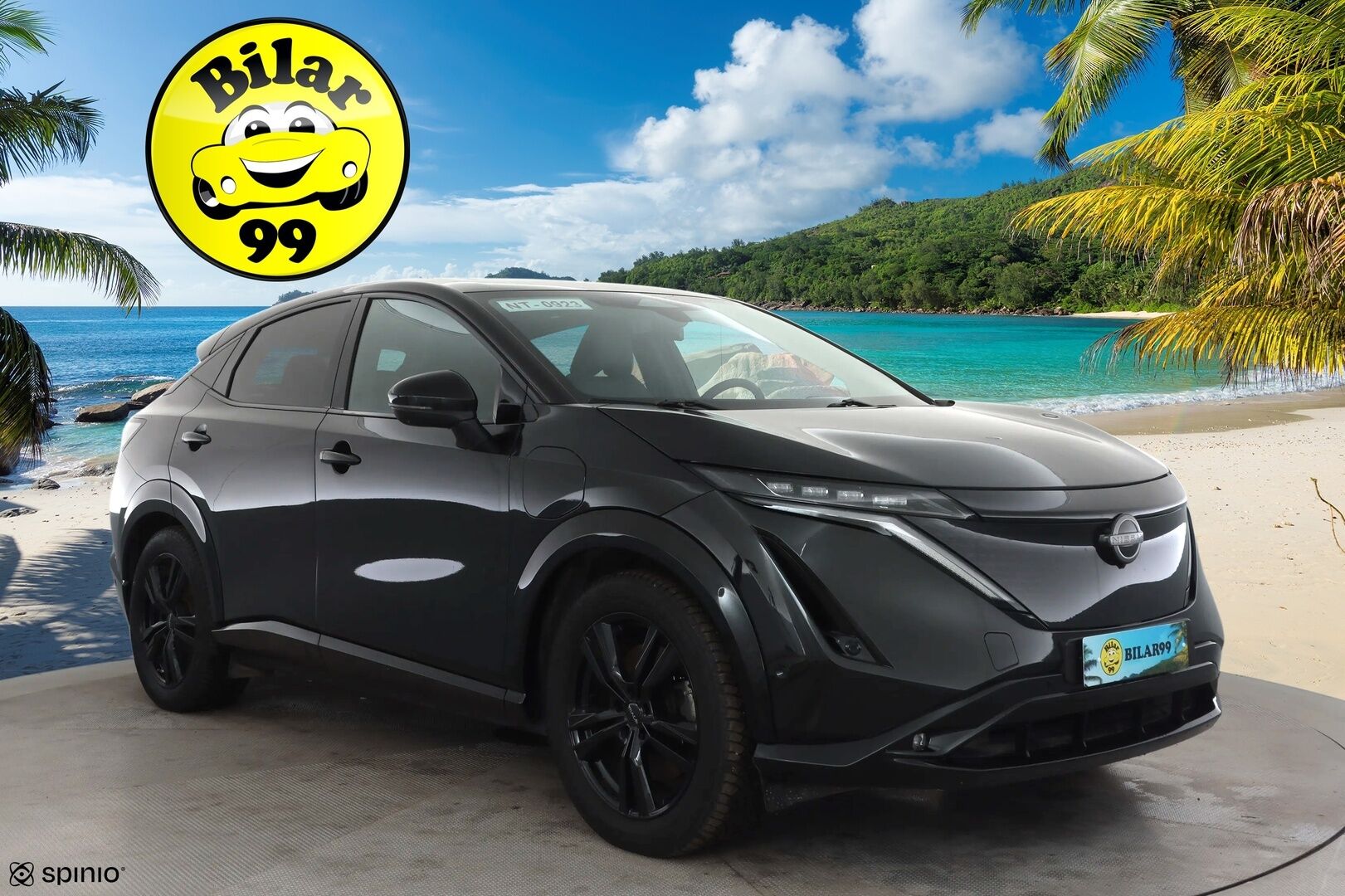 NISSAN ARIYA 2023 87kWh Evolve e-4ORCE * Panorama / Koukku / Bose / ACC / 360 / Ilmastoitu Muistipenkki / Kaistavahti / Navi / Keyless * - Merkkihuollot / Akku kuntotarkastettu SoH 98,4% / Kahdet renkaat aluvanteilla - HULLUT AVAJAISHULINAT KORKOTARJOUS 3,29 %