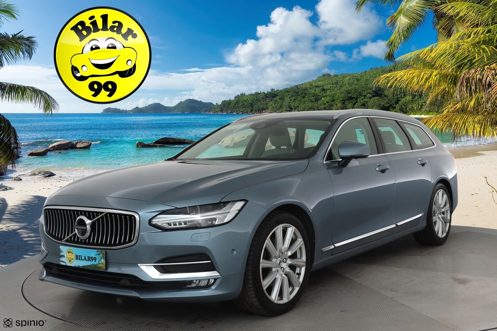 Volvo V90 2017 D5 AWD Inscription aut **HUD / Adapt.vakkari / Koukku / 360.kamera / Muistipenkki / Vaaleat nahat / Full LED / Navi** - 3,99 % KORKOTARJOUS TÄHÄN AUTOON - Kahdet renkaat aluvanteilla / Penkinlämmittimet takana / BLIS 