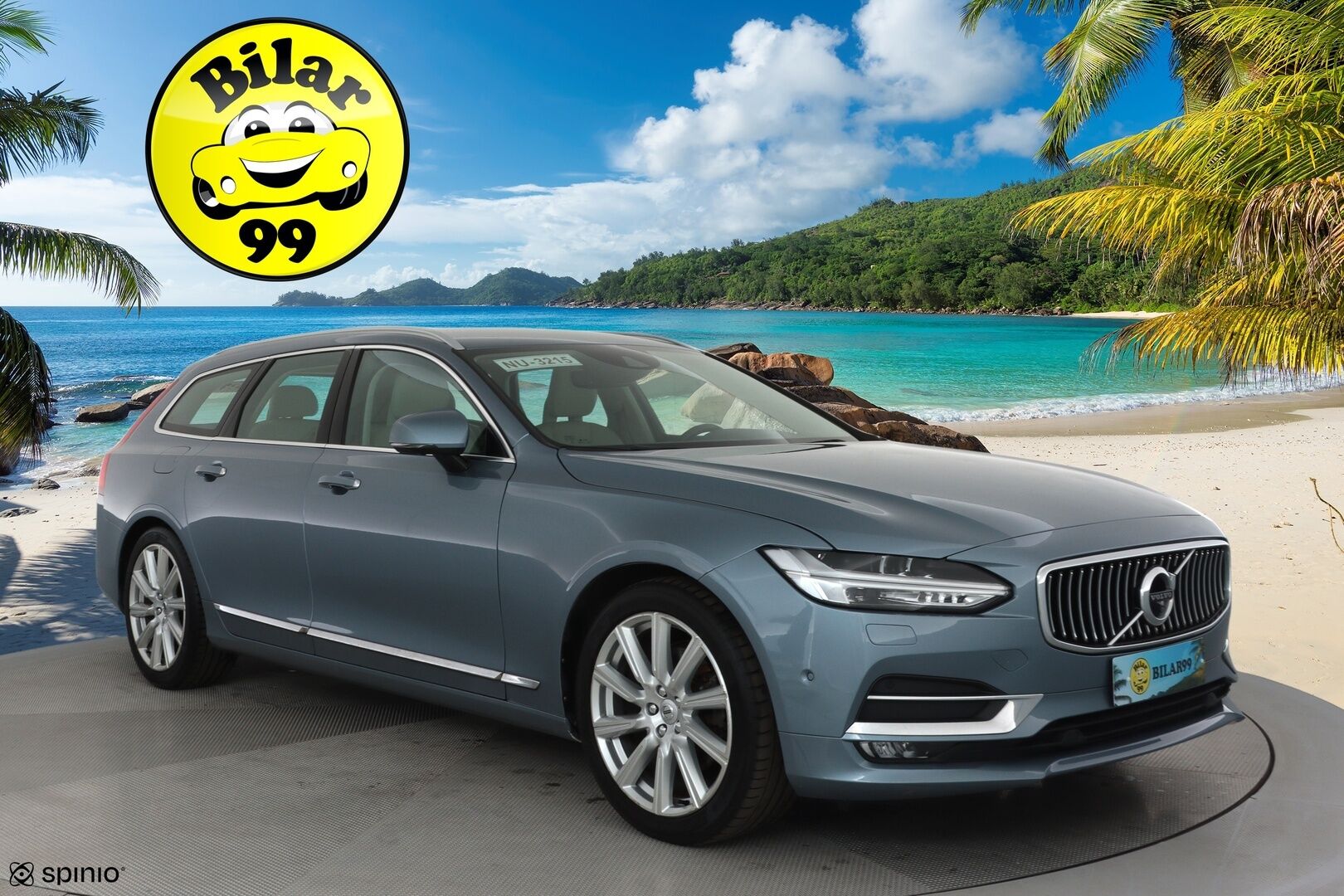Volvo V90 2017 D5 AWD Inscription aut **HUD / Adapt.vakkari / Koukku / 360.kamera / Muistipenkki / Vaaleat nahat / Full LED / Navi** - 3,99 % KORKOTARJOUS TÄHÄN AUTOON - Kahdet renkaat aluvanteilla / Penkinlämmittimet takana / BLIS 