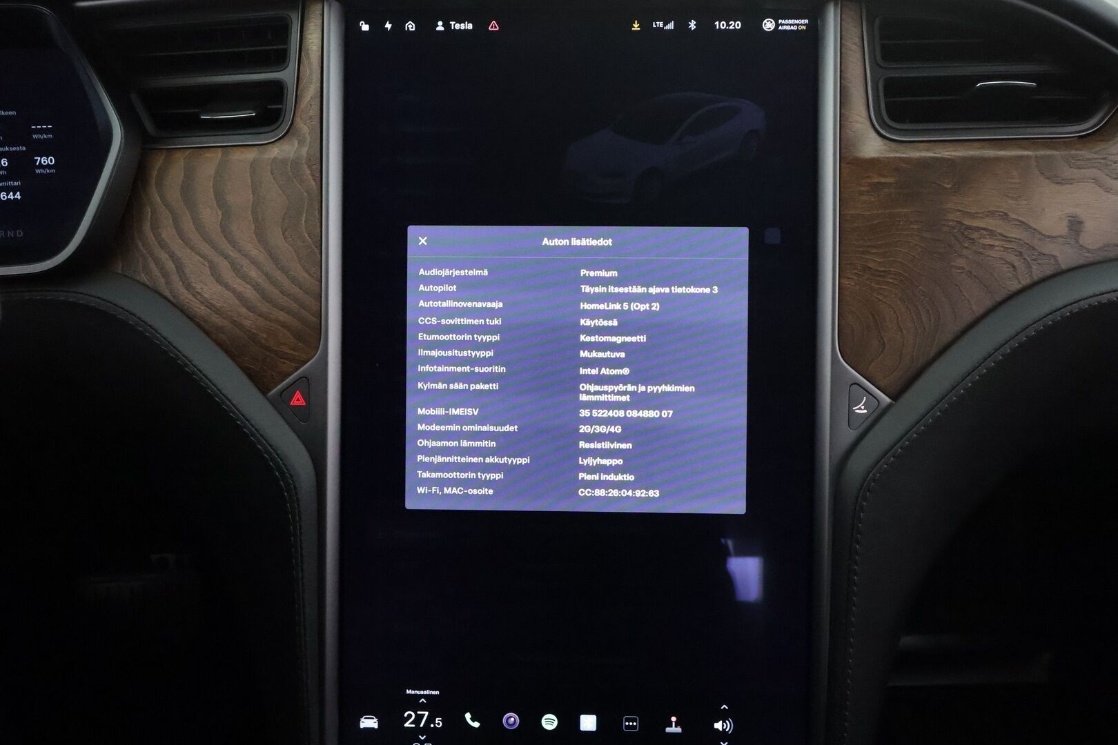 TESLA MODEL S 2019 Standard Range AWD * Lasikatto / ACC / LED / P.kamera / Muistipenkki / Premium Audio / Navi / Kaistavahti * - Ilma-alusta 