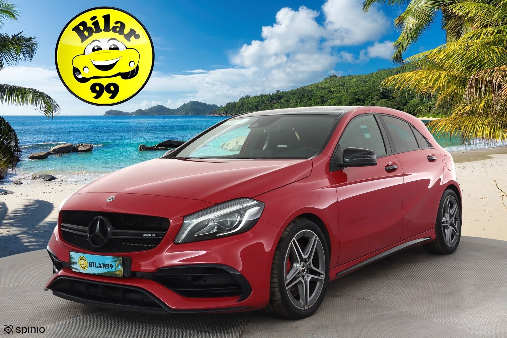 MERCEDES-BENZ A 45 AMG 2018 45 AMG 381hv * Panorama / Muistipenkki / P.kamera / Sport-putkisto / LED / Navi / Puolinahat * - Sport-Putkisto / Hiilikuitu - sisäpaketti / Night - Paketti 