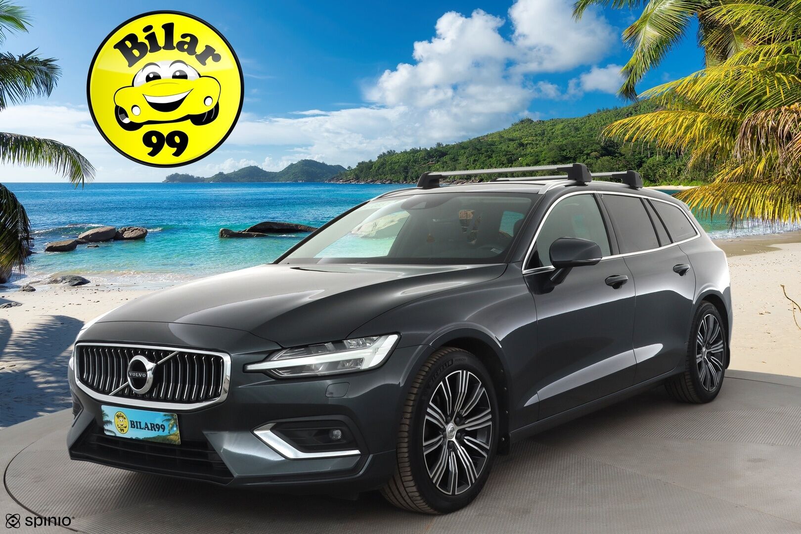 Volvo V60 2019 D3 AWD Inscription * Sportnahat / Webasto / ACC / LED / P.Tutkat / Kaistavahti / Keyless * - Kahdet merkkirenkaat aluvanteilla / Kattotelineet / Avaimeton kulku - HULLUT AVAJAISHULINAT KORKOTARJOUS 3,29 %