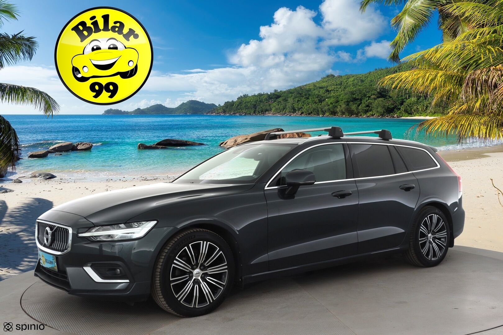 Volvo V60 2019 D3 AWD Inscription * Sportnahat / Webasto / ACC / LED / P.Tutkat / Kaistavahti / Keyless * - Kahdet merkkirenkaat aluvanteilla / Kattotelineet / Avaimeton kulku - HULLUT AVAJAISHULINAT KORKOTARJOUS 3,29 %