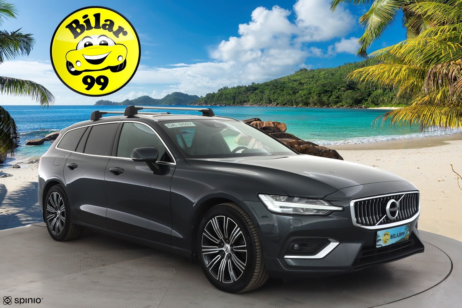 Volvo V60 2019 D3 AWD Inscription * Sportnahat / Webasto / ACC / LED / P.Tutkat / Kaistavahti / Keyless * - Kahdet merkkirenkaat aluvanteilla / Kattotelineet / Avaimeton kulku - HULLUT AVAJAISHULINAT KORKOTARJOUS 3,29 %