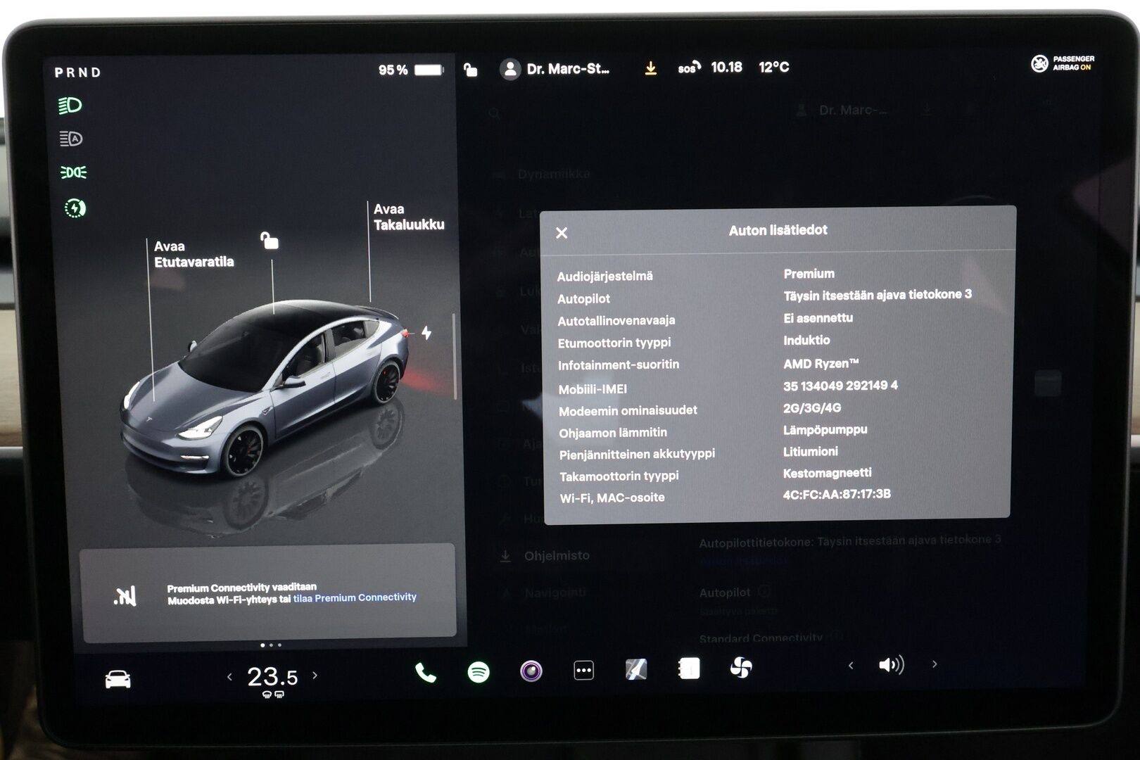 TESLA MODEL 3 2023 Performance * ILP / ACC / Lasikatto / Premium Audio / P.Kamera / Matrix-LED / Muistipenkki / Kaistavahti * - Akku kuntotarkastettu / 2x Latauskaapelit / Kahdet renkaat aluvanteilla