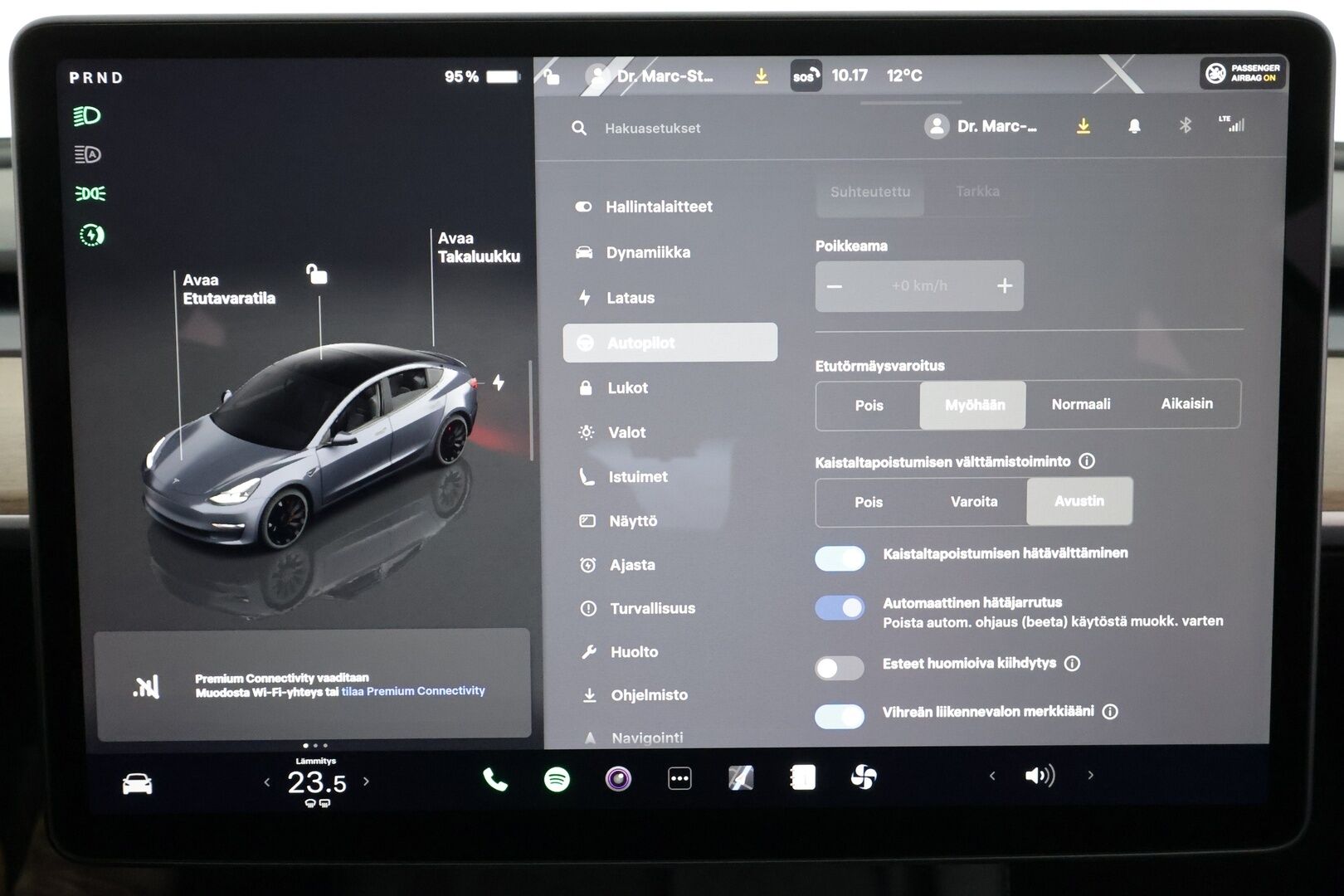 TESLA MODEL 3 2023 Performance * ILP / ACC / Lasikatto / Premium Audio / P.Kamera / Matrix-LED / Muistipenkki / Kaistavahti * - Akku kuntotarkastettu / 2x Latauskaapelit / Kahdet renkaat aluvanteilla