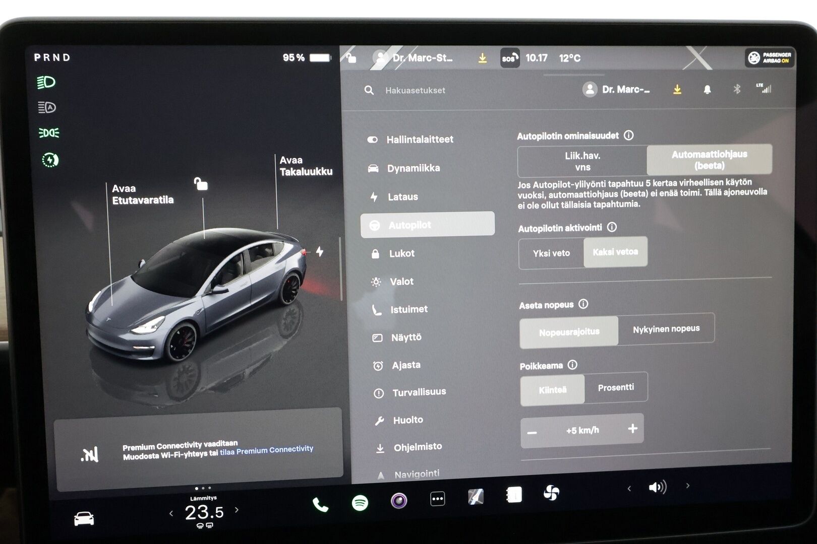 TESLA MODEL 3 2023 Performance * ILP / ACC / Lasikatto / Premium Audio / P.Kamera / Matrix-LED / Muistipenkki / Kaistavahti * - Akku kuntotarkastettu / 2x Latauskaapelit / Kahdet renkaat aluvanteilla
