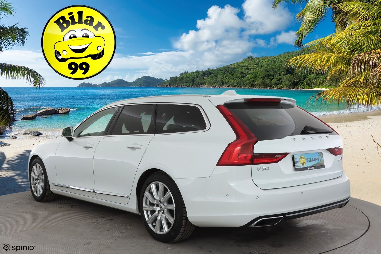 Volvo V90 2017 D4 AWD Inscription aut * ACC / Webasto / Full LED / P.kamera / Muistipenkki / Nahat / Navi / Keyless / Sähköluukku * - 2x Volvo Alut huippurenkailla / Merkkihuollettu / Crystal White - Metalliväri