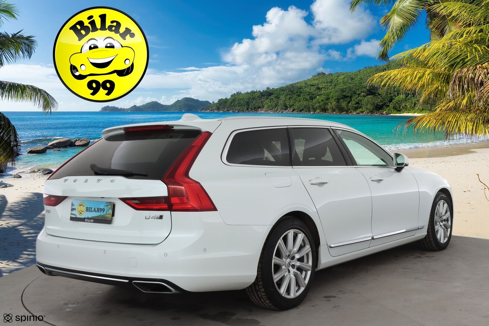 Volvo V90 2017 D4 AWD Inscription aut * ACC / Webasto / Full LED / P.kamera / Muistipenkki / Nahat / Navi / Keyless / Sähköluukku * - 2x Volvo Alut huippurenkailla / Merkkihuollettu / Crystal White - Metalliväri