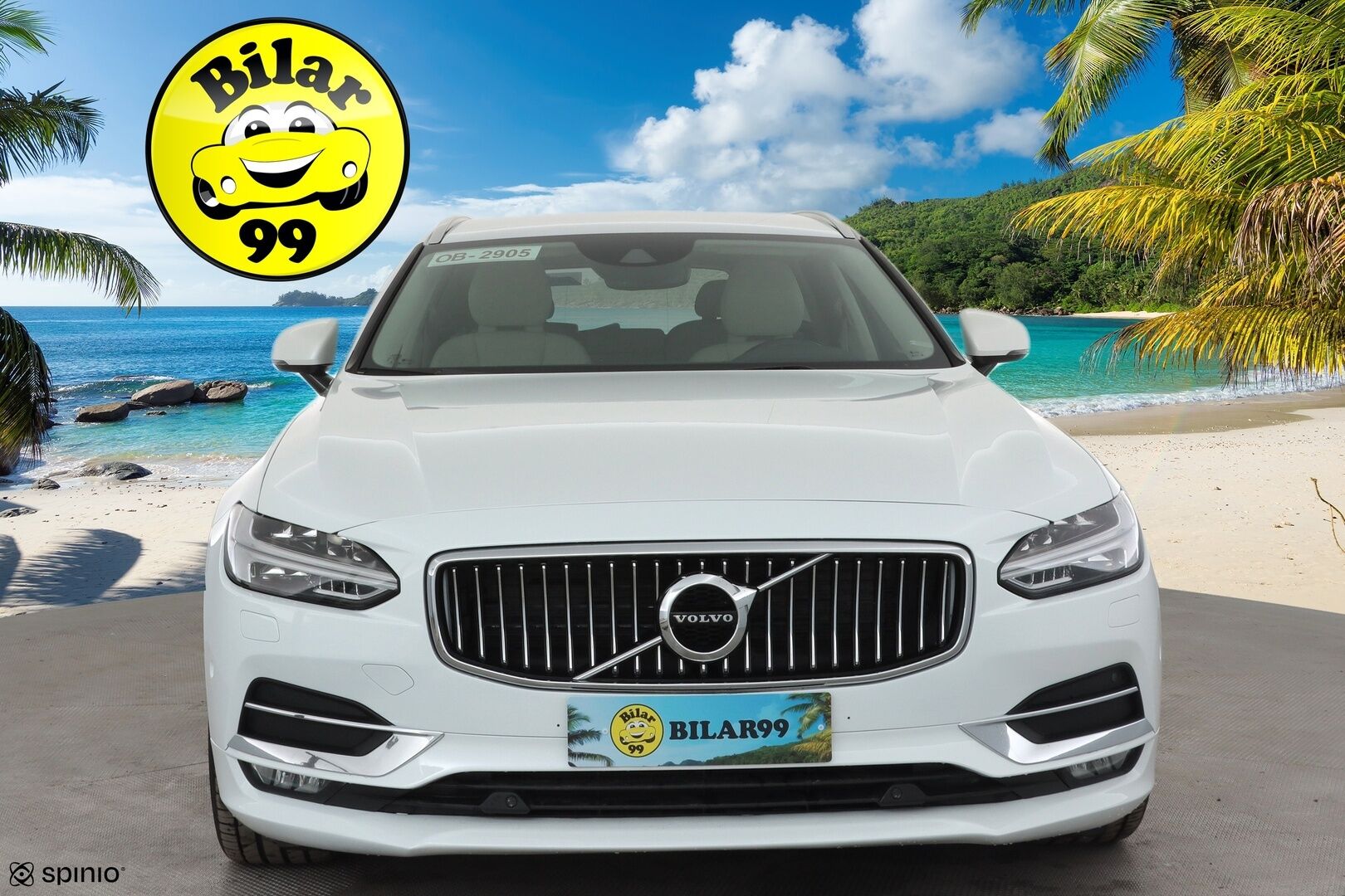 Volvo V90 2017 D4 AWD Inscription aut * ACC / Webasto / Full LED / P.kamera / Muistipenkki / Nahat / Navi / Keyless / Sähköluukku * - 2x Volvo Alut huippurenkailla / Merkkihuollettu / Crystal White - Metalliväri