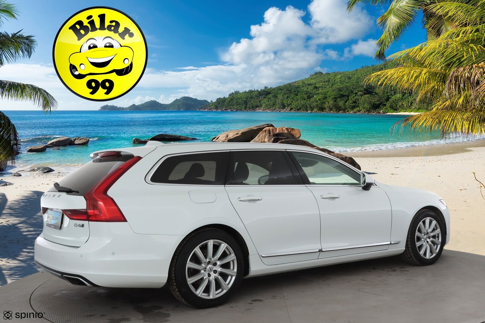 Volvo V90 2017 D4 AWD Inscription aut * ACC / Webasto / Full LED / P.kamera / Muistipenkki / Nahat / Navi / Keyless / Sähköluukku * - 2x Volvo Alut huippurenkailla / Merkkihuollettu / Crystal White - Metalliväri