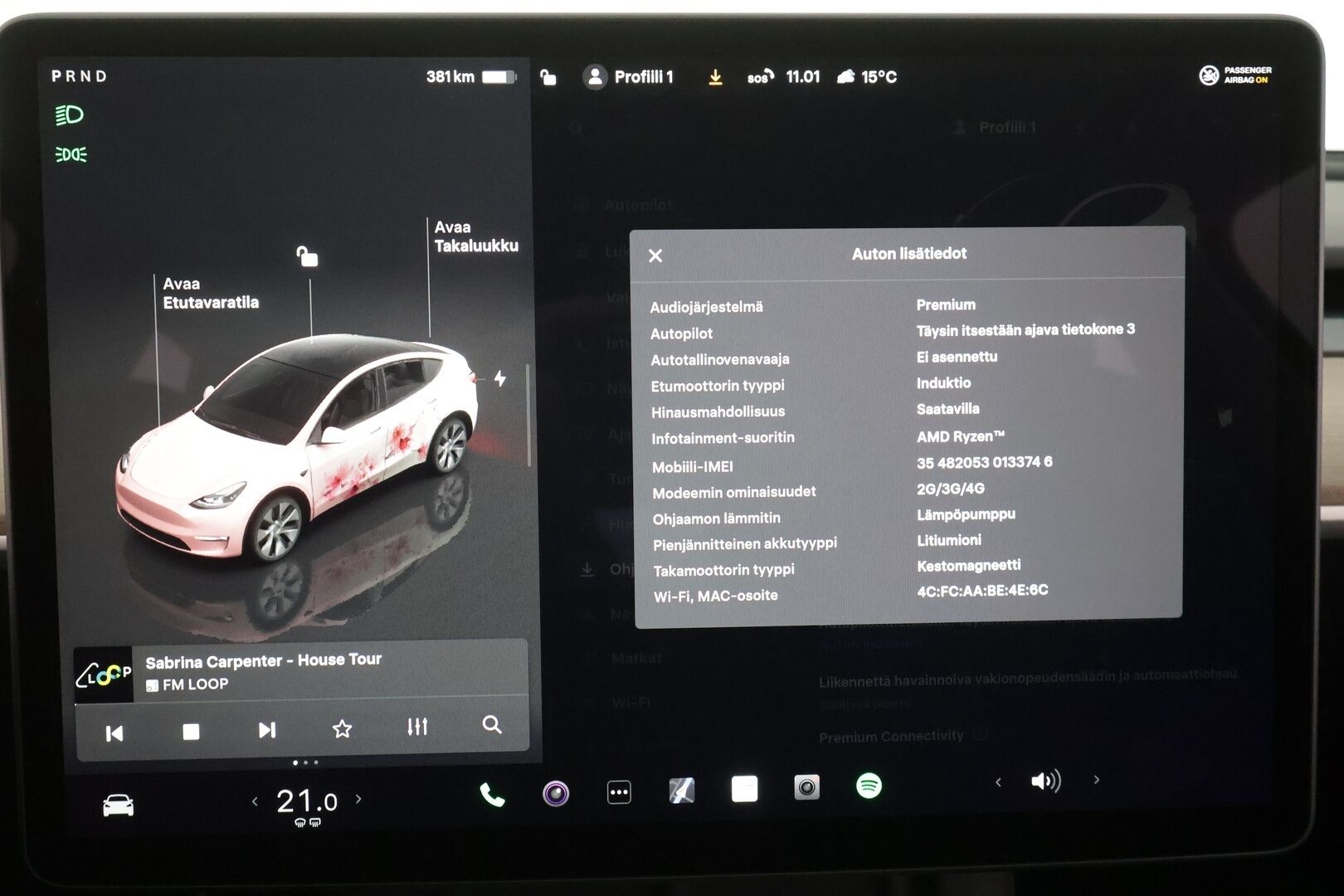 TESLA MODEL Y 2023 Long Range AWD  - | Koukku | ILP | Lasikatto | ACC | Matrix-LED | P.Kamera | Muistipenkki | Premium Audio | Kaistavahti | Navi | Keyless | 2x Latauskaapelit | Kahdet renkaat | 