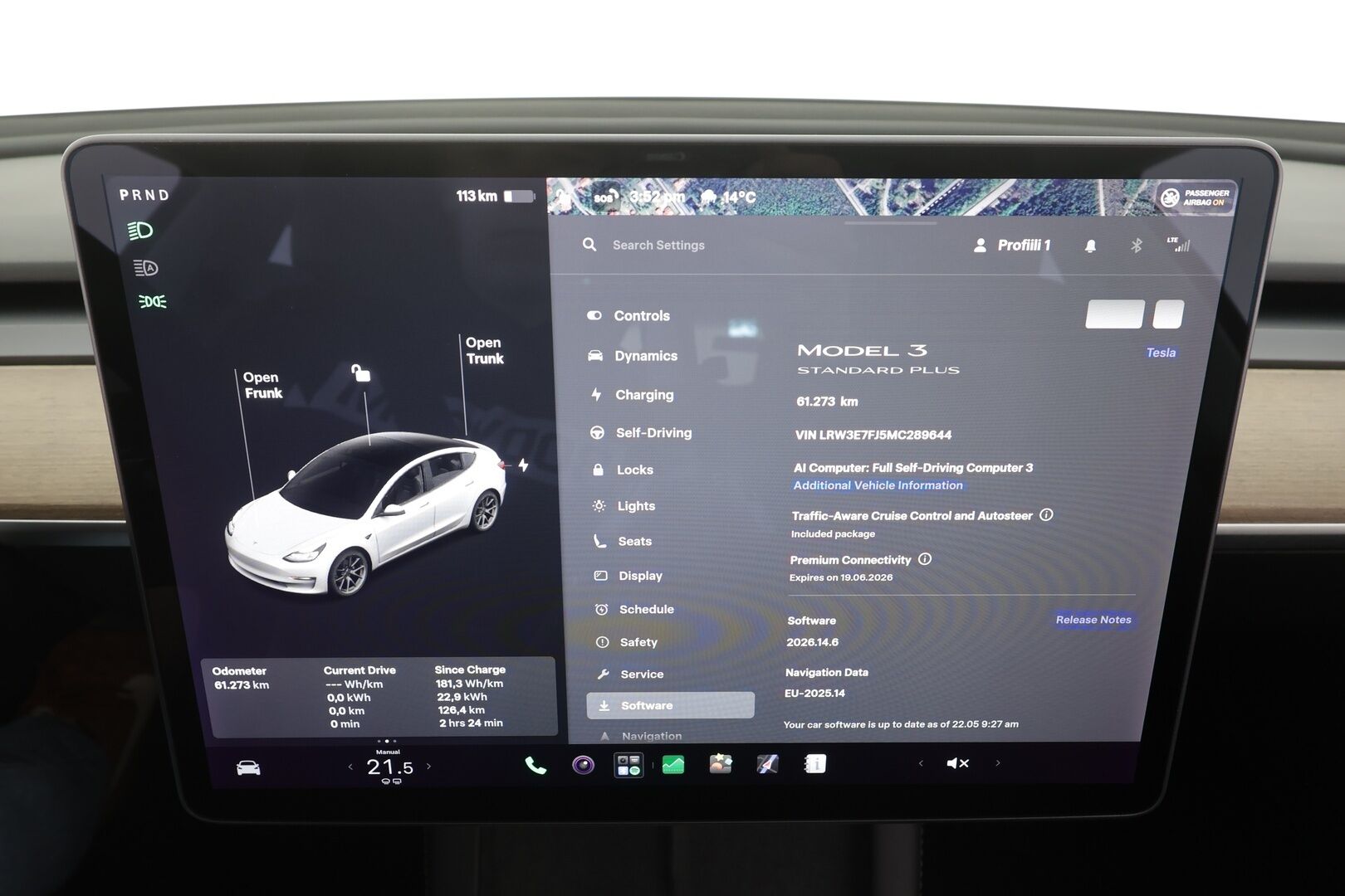 TESLA MODEL 3 2021 Standard Range Plus RWD - | ILP | Lasikatto | ACC | Matrix-LED | P.Kamera | Muistipenkki | Premium Speakers | Navi | Kaistavahti | Keyless | 2x Latauskaapelit |