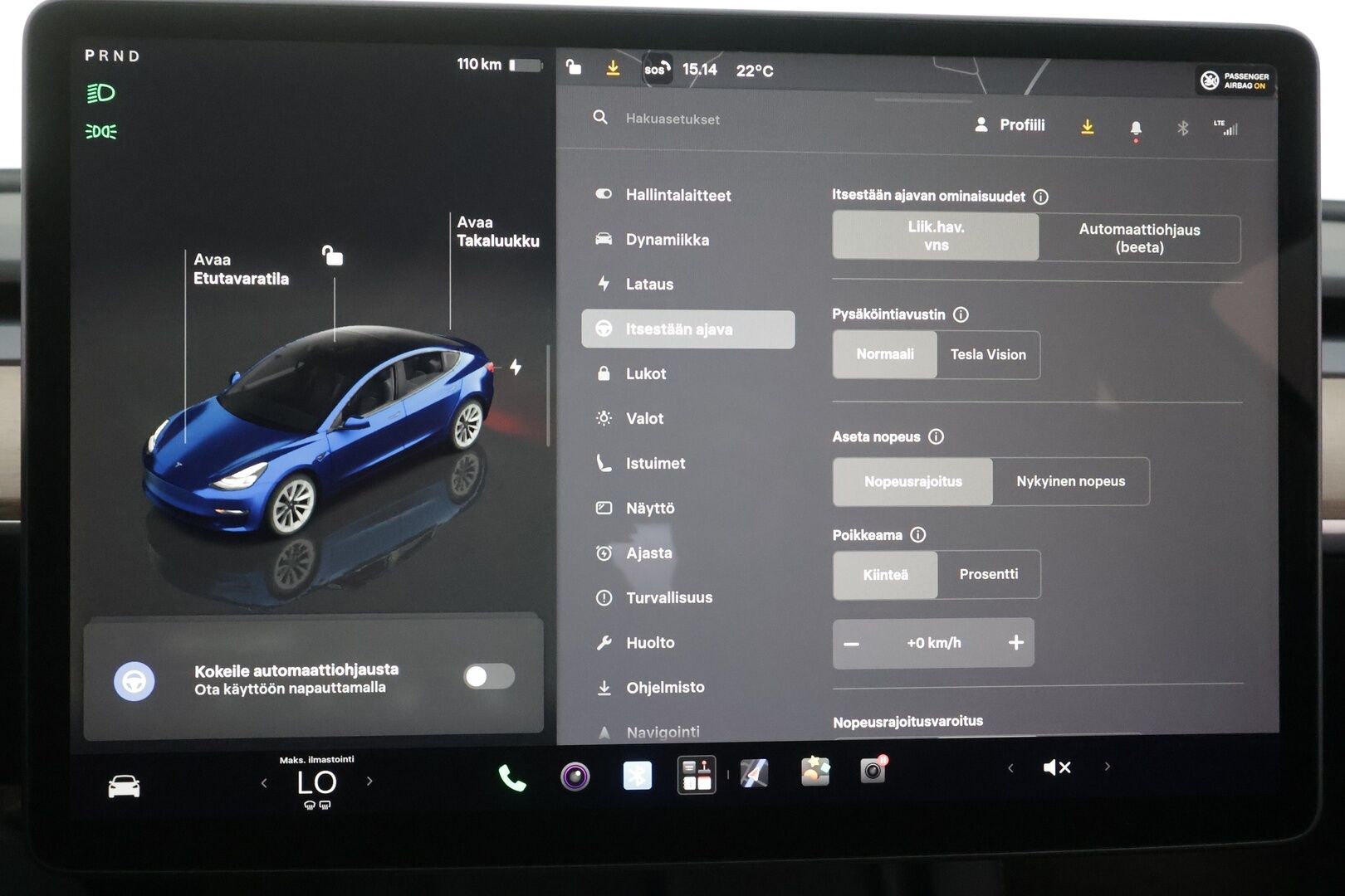 TESLA MODEL 3 2022 Long Range Dual Motor - | ACC | Koukku | ILP | Matrix-LED | Premium Audio | Lasikatto | P.kamera ja tutkat | Nahat | Muistipenkki | Autosteer | 2x renkaat aluin | ALV |