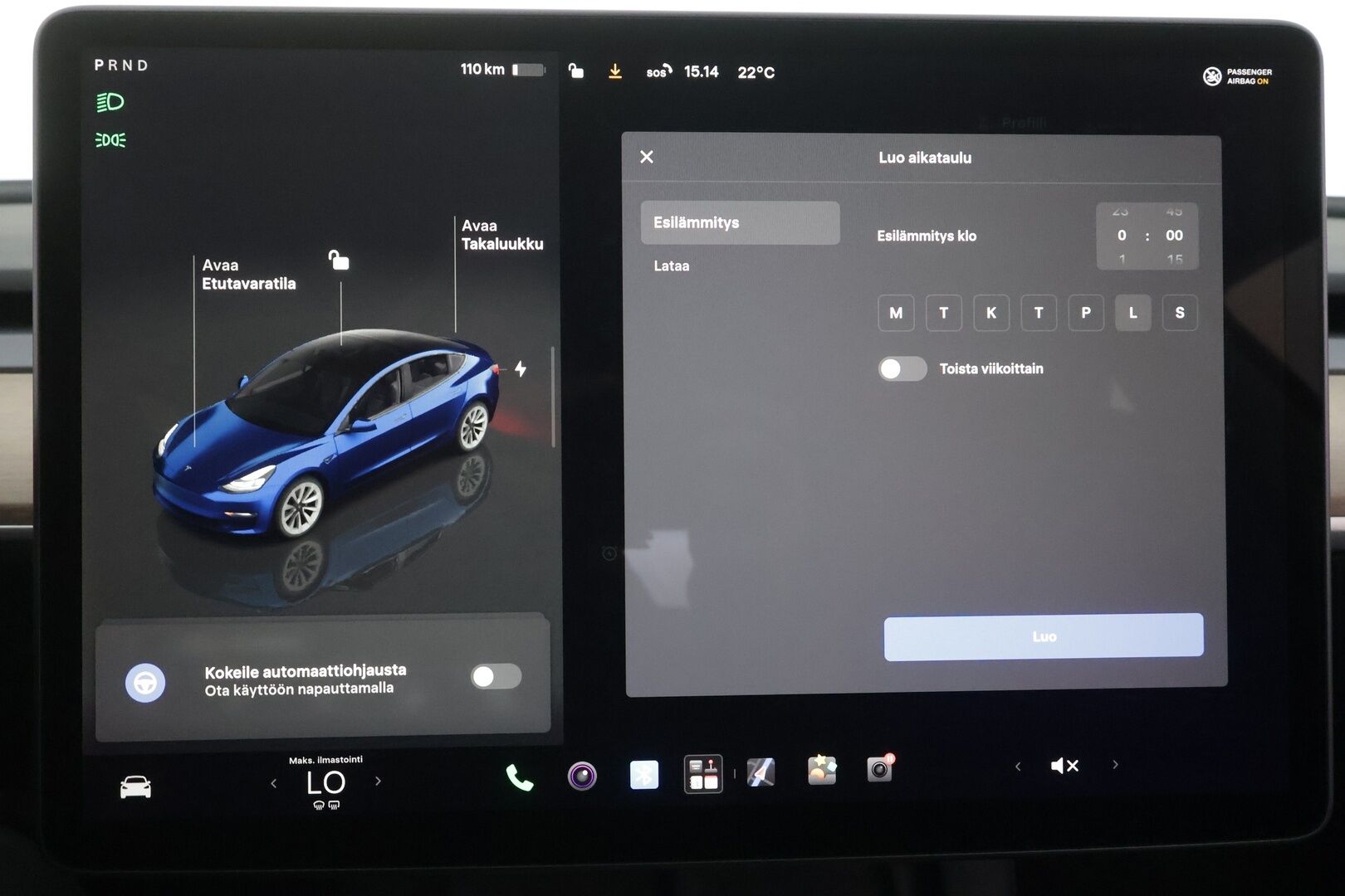 TESLA MODEL 3 2022 Long Range Dual Motor - | ACC | Koukku | ILP | Matrix-LED | Premium Audio | Lasikatto | P.kamera ja tutkat | Nahat | Muistipenkki | Autosteer | 2x renkaat aluin | ALV |