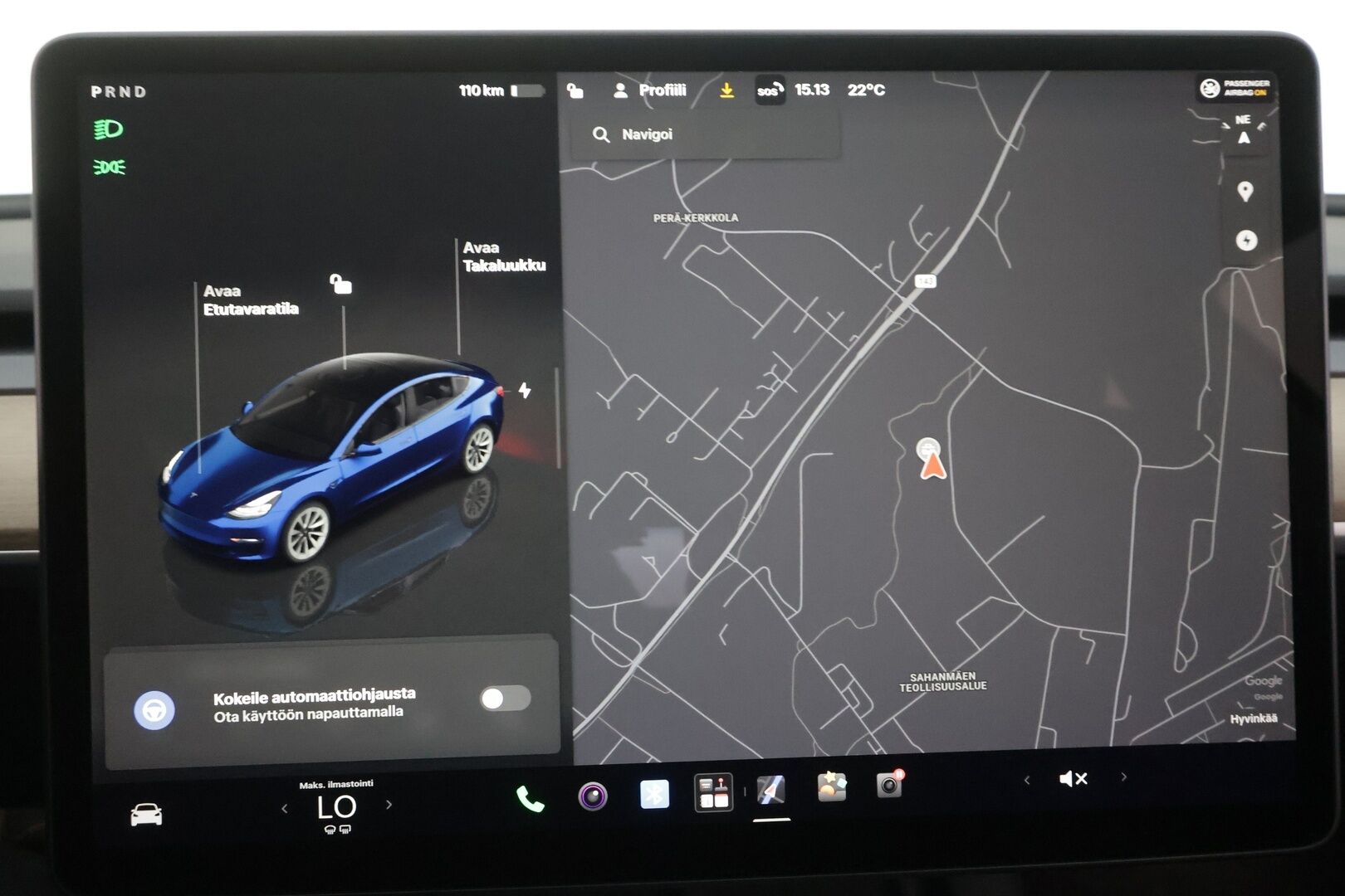 TESLA MODEL 3 2022 Long Range Dual Motor - | ACC | Koukku | ILP | Matrix-LED | Premium Audio | Lasikatto | P.kamera ja tutkat | Nahat | Muistipenkki | Autosteer | 2x renkaat aluin | ALV |