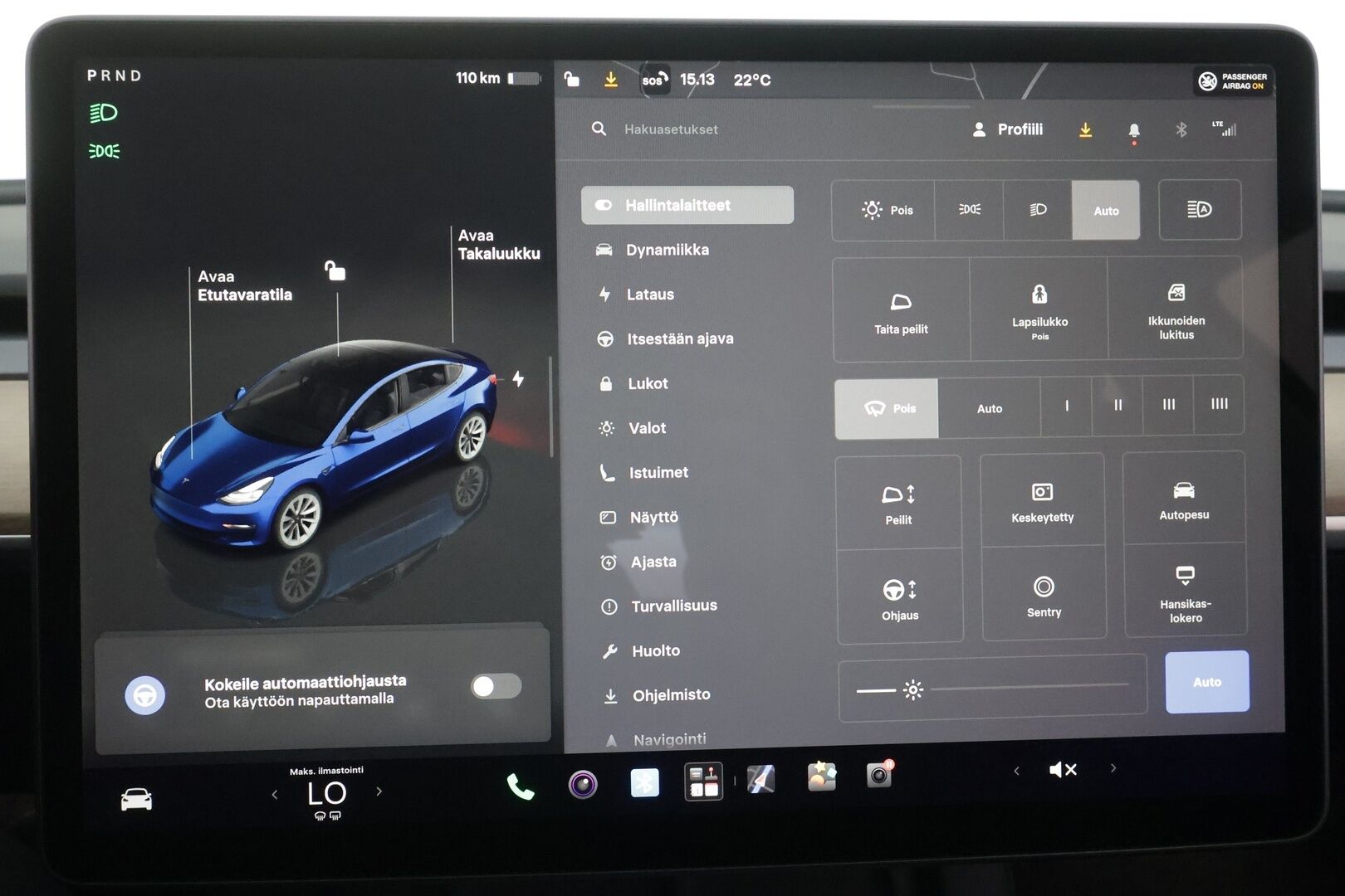 TESLA MODEL 3 2022 Long Range Dual Motor - | ACC | Koukku | ILP | Matrix-LED | Premium Audio | Lasikatto | P.kamera ja tutkat | Nahat | Muistipenkki | Autosteer | 2x renkaat aluin | ALV |