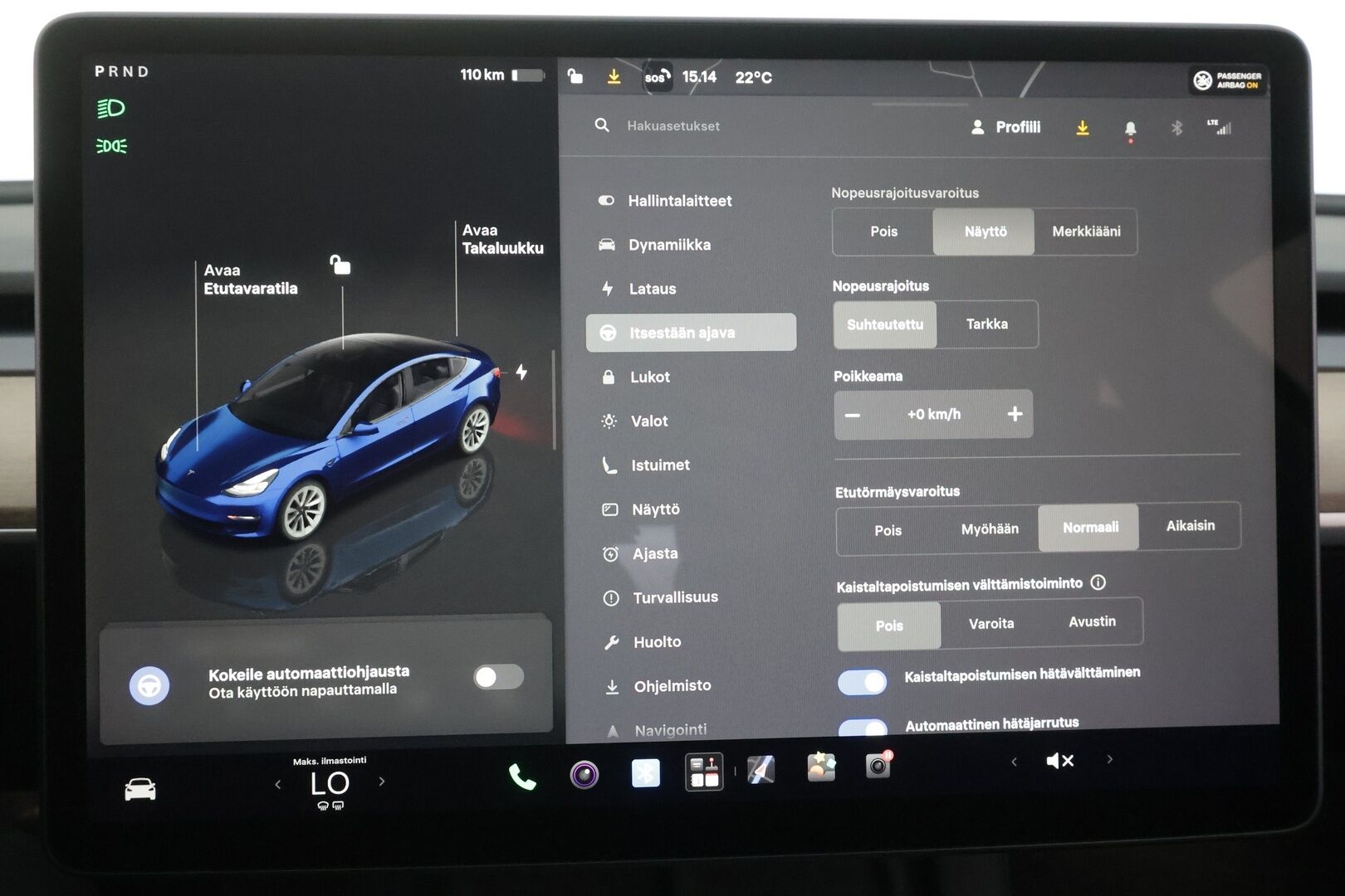 TESLA MODEL 3 2022 Long Range Dual Motor - | ACC | Koukku | ILP | Matrix-LED | Premium Audio | Lasikatto | P.kamera ja tutkat | Nahat | Muistipenkki | Autosteer | 2x renkaat aluin | ALV |