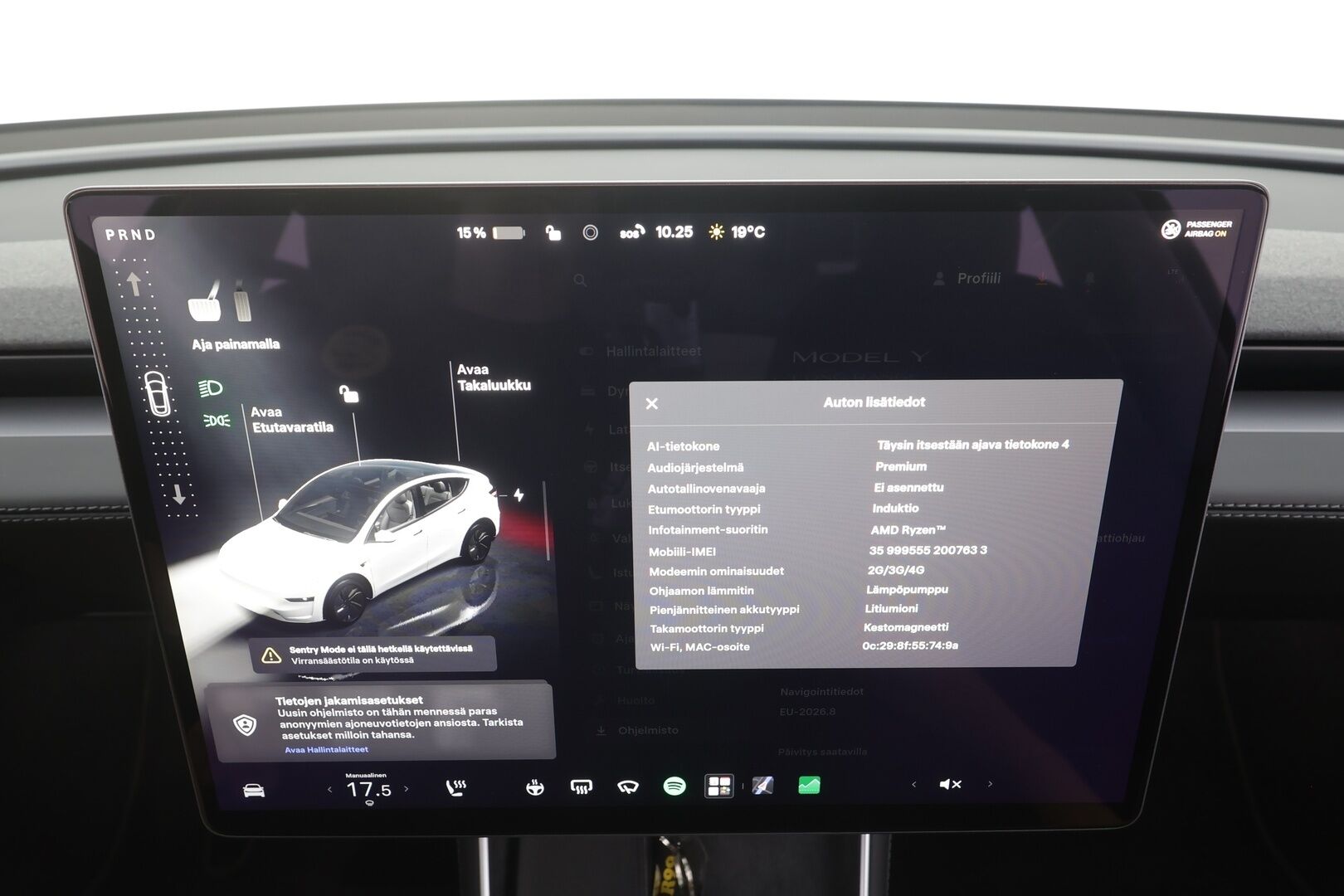 TESLA MODEL Y 2025 Long Range AWD Juniper - | ACC | ILP | Ilmastoidut sähkönahat | Matrix | Premium Audio | Lasikatto | Muistipenkki | Takanäyttö | Ambient light | Sähk. takaluukku | Lämm. ratti | 