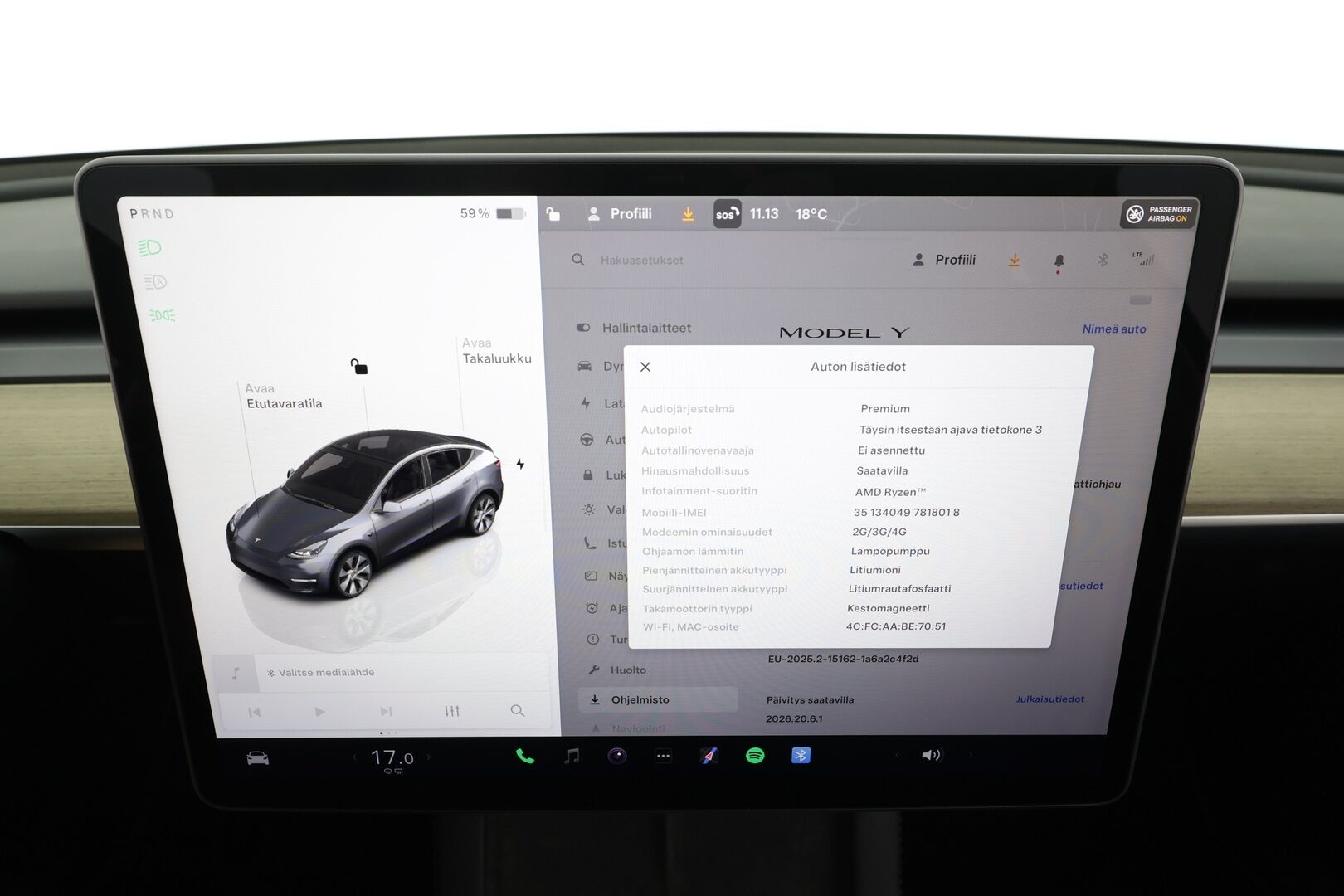TESLA MODEL Y 2023 RWD - | ACC | ILP | Koukku | Ryzen | Matrix | Premium Audio | Lasikatto | Sähkönahat | Muistipenkki | P.kamera | Autosteer | 2x renkaat aluin | ALV |