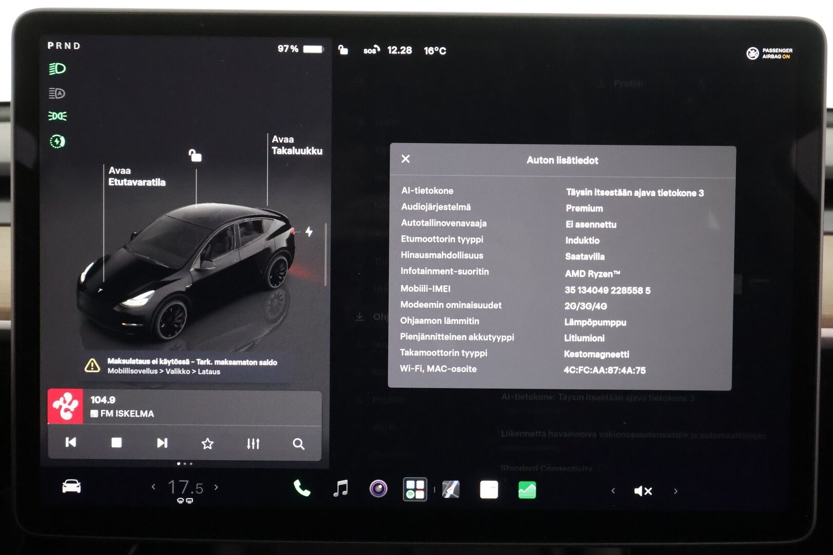 TESLA MODEL Y 2023 Performance Dual Motor - | ACC | ILP | Koukku | Ryzen | Matrix | Premium Audio | Lasikatto | Muistipenkki | Sähkönahat | Autosteer | P.kamera | 2x renkaat aluin | ALV |