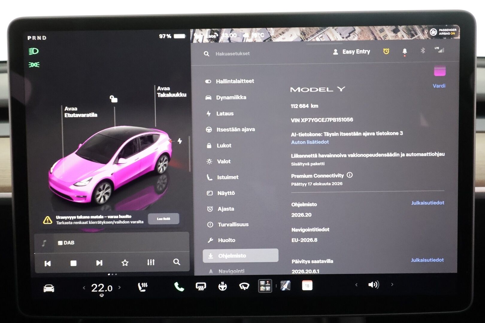 TESLA MODEL Y 2023 RWD - | ACC | ILP | Koukku | Ryzen | Matrix | Lasikatto | Premium Audio | Sähkönahat | Muistipenkki | P.kamera | Autosteer | 2x renkaat aluin | ALV |