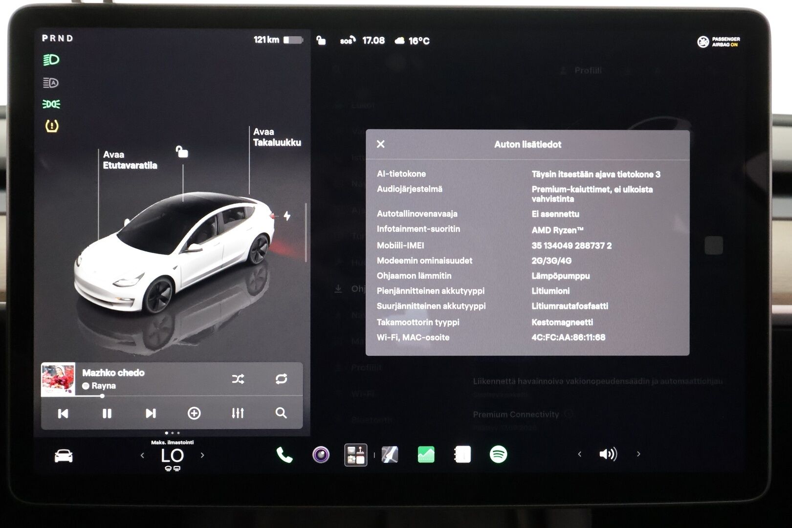 Tesla Model 3 2023 RWD - | ILP | ACC | Lasikatto | Matrix-LED | P.Kamera | Muistipenkki | Premium Speakers | Navi | Kaistavahti | Keyless |