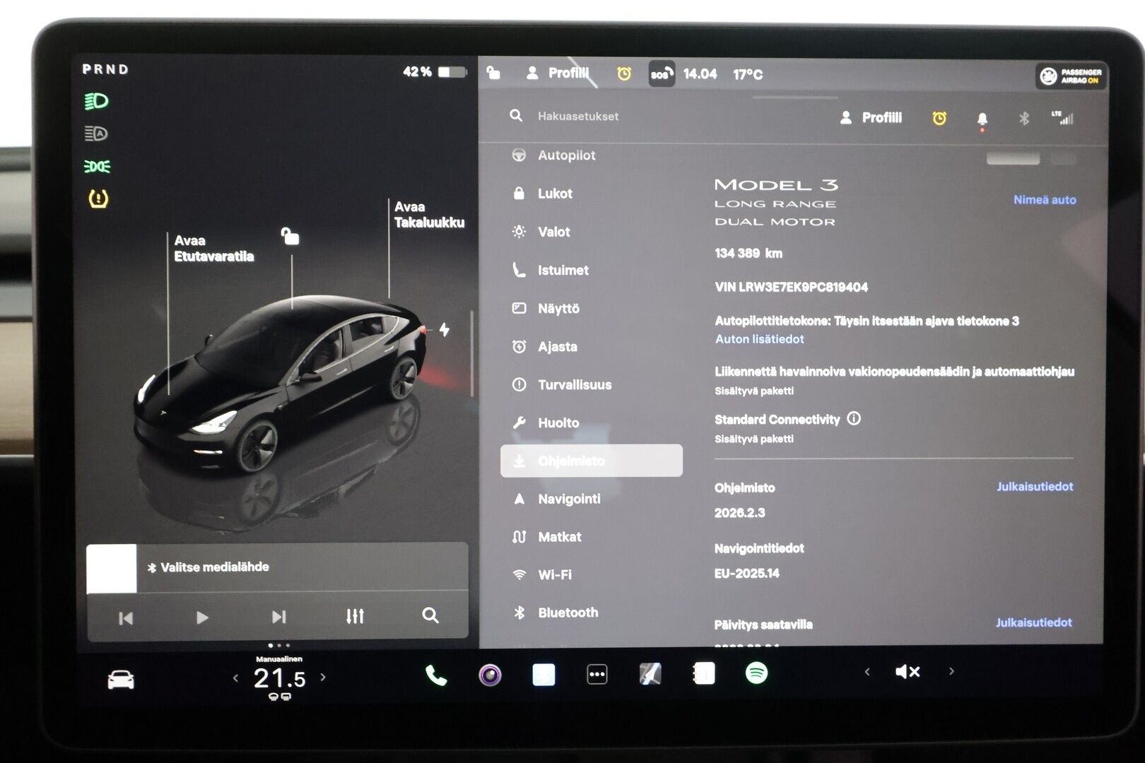 TESLA MODEL 3 2023 Long Range Dual Motor - | ACC | ILP | Matrix | Ryzen | Lasikatto | Muistipenkki | Sähkönahat | Premium audio | P.kamera | Autosteer | 2x renkaat aluin | ALV | 