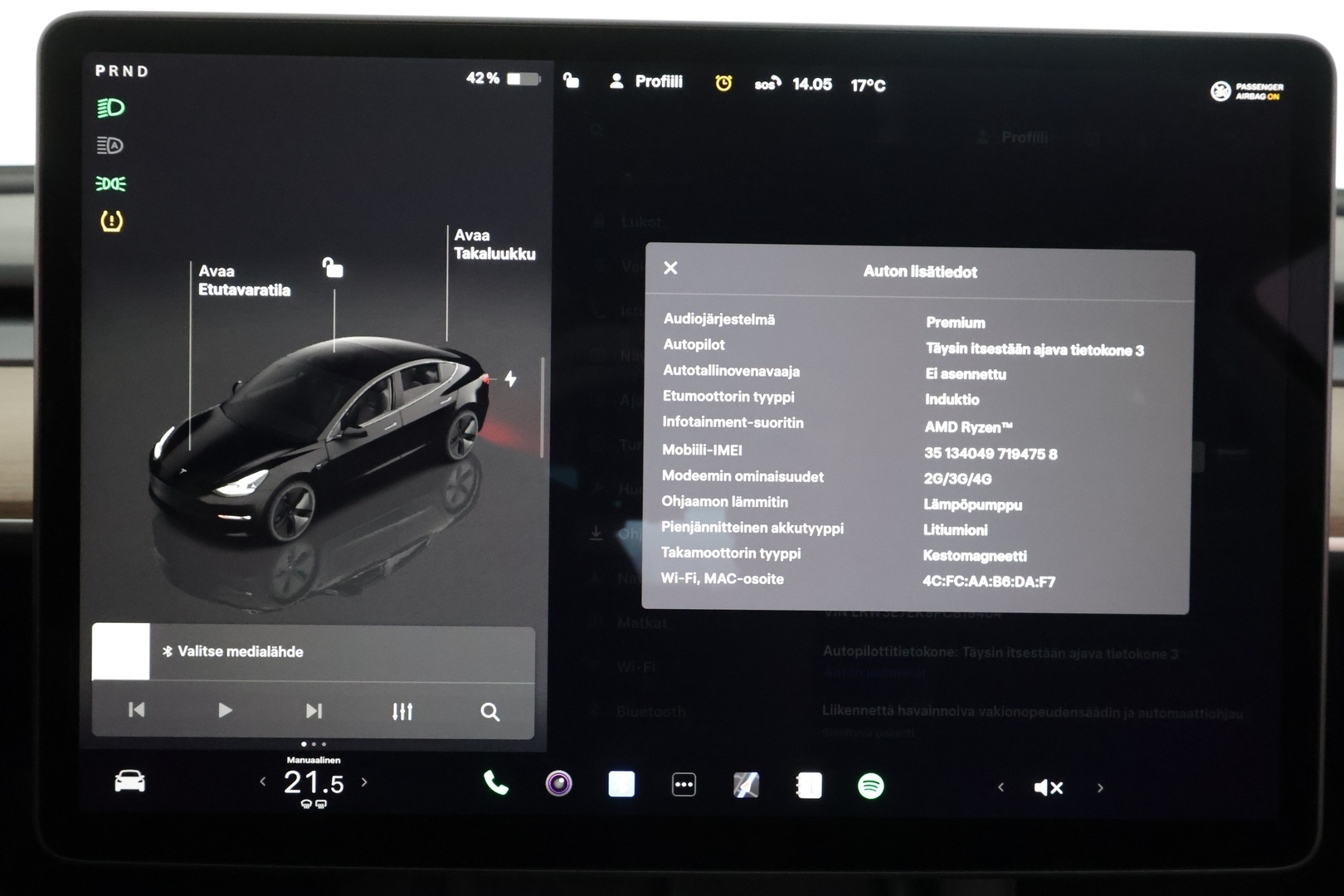 TESLA MODEL 3 2023 Long Range Dual Motor - | ACC | ILP | Matrix | Ryzen | Lasikatto | Muistipenkki | Sähkönahat | Premium audio | P.kamera | Autosteer | 2x renkaat aluin | ALV | 