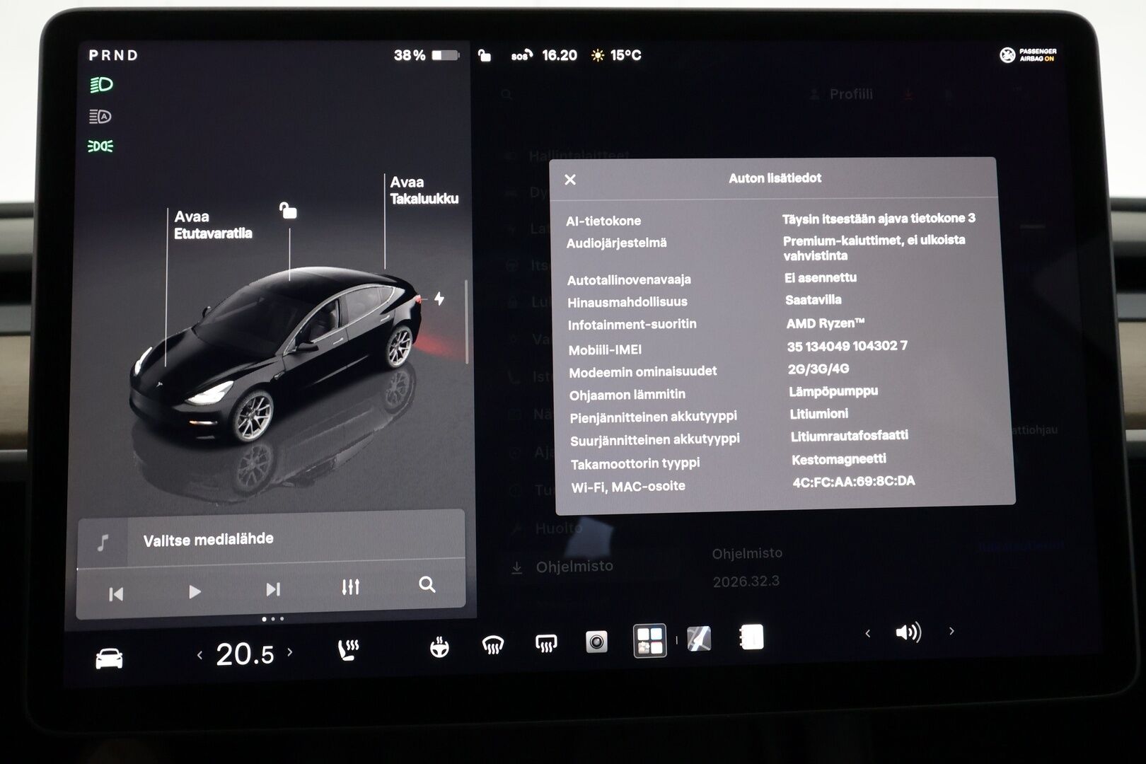 Tesla Model 3 2023 RWD - | ILP | Koukku | ACC | Matrix-LED | P.Kamera | Lasikatto | Muistipenkki | Premium Speakers | Navi | Kaistavahti | Keyless | Kahdet renkaat |