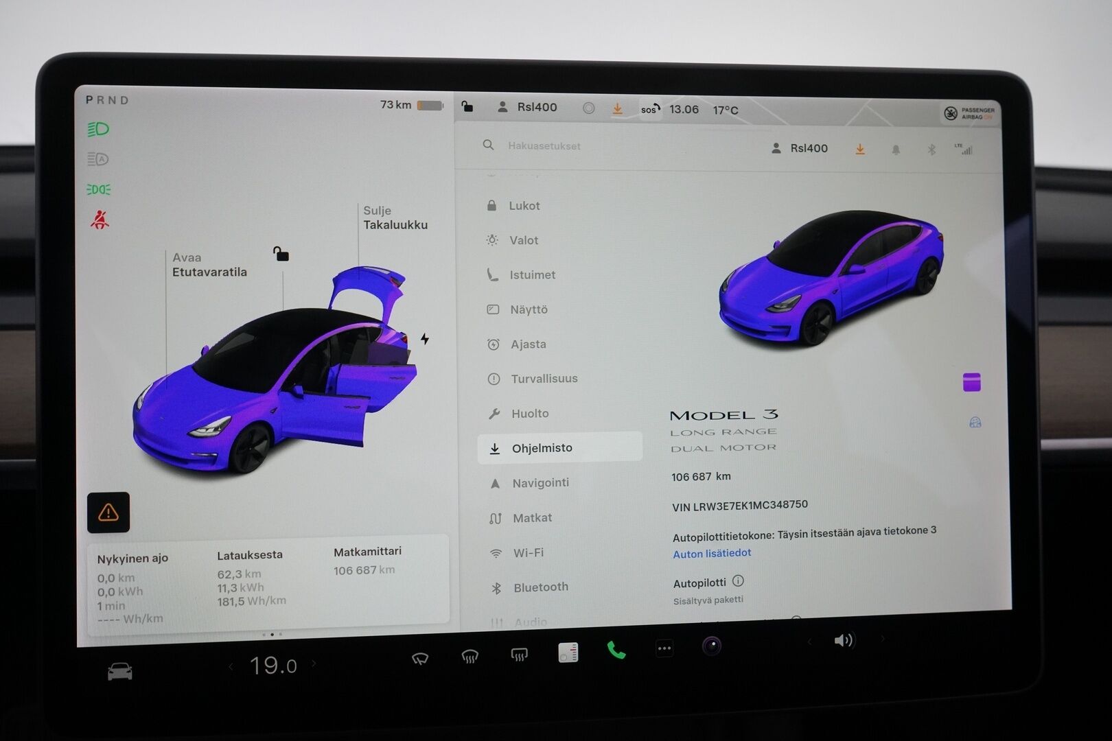 Tesla Model 3 2021 Long Range Dual Motor AWD *ACC / P. kamera / Nahkasisusta / Lasikatto* - Kahdet renkaat / Hieno metalliväri