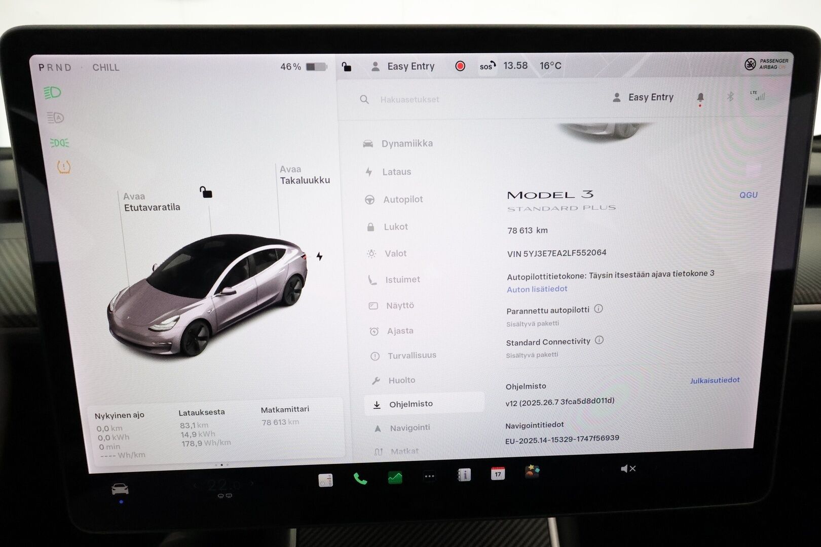 Tesla Model 3 2020 Standard Range Plus **Lasikatto / ACC / LED / P.kamera / Muistipenkki / Navi / Kaistavahti** - Akku kuntotarkastettu