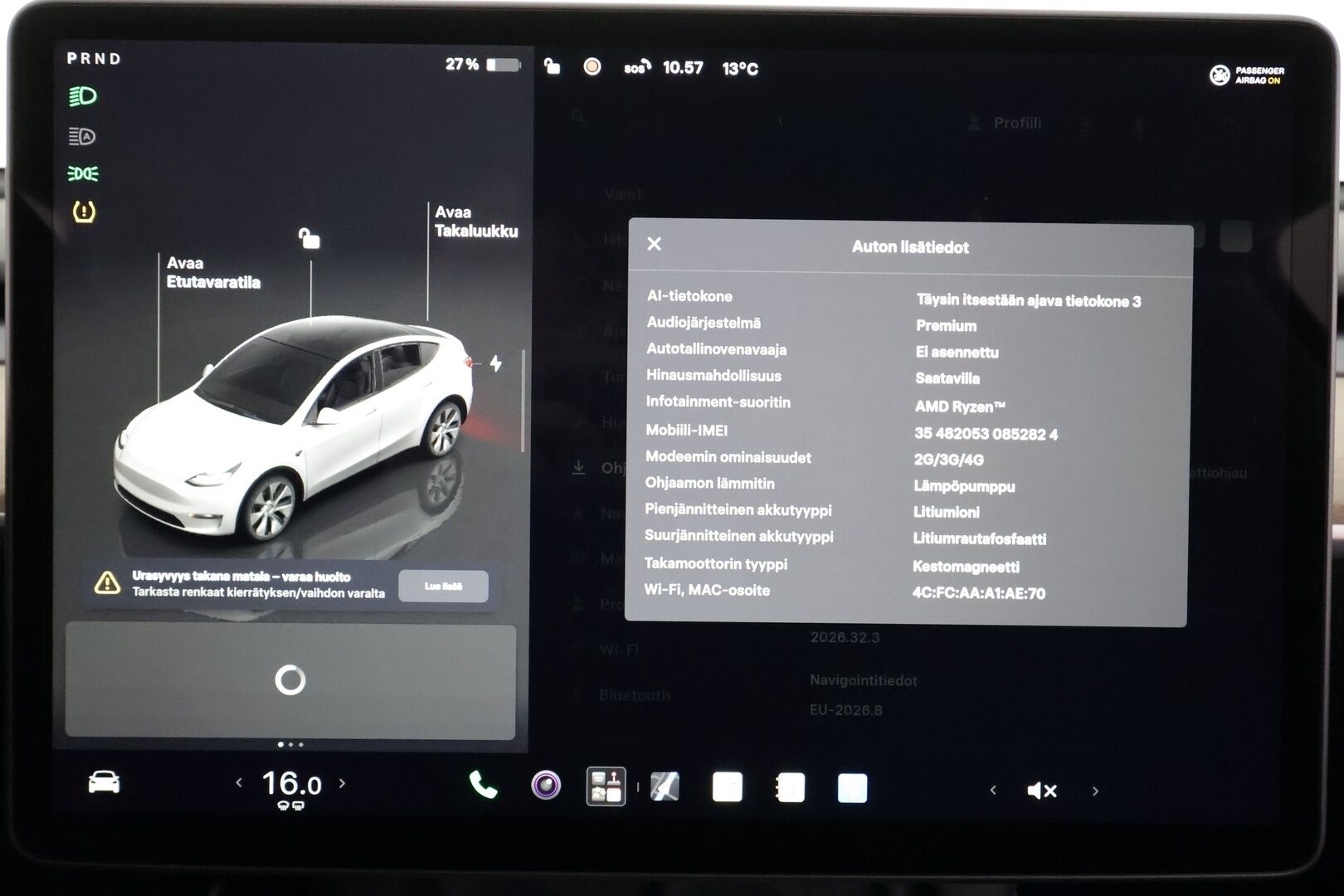 Tesla Model Y 2023 RWD - | ACC | ILP | Koukku | 1-om suomiauto | Lasikatto | Premium Audio | Matrix-LED | Sähkönahat | Muistipenkki | P.kamera | 2x renkaat aluin |