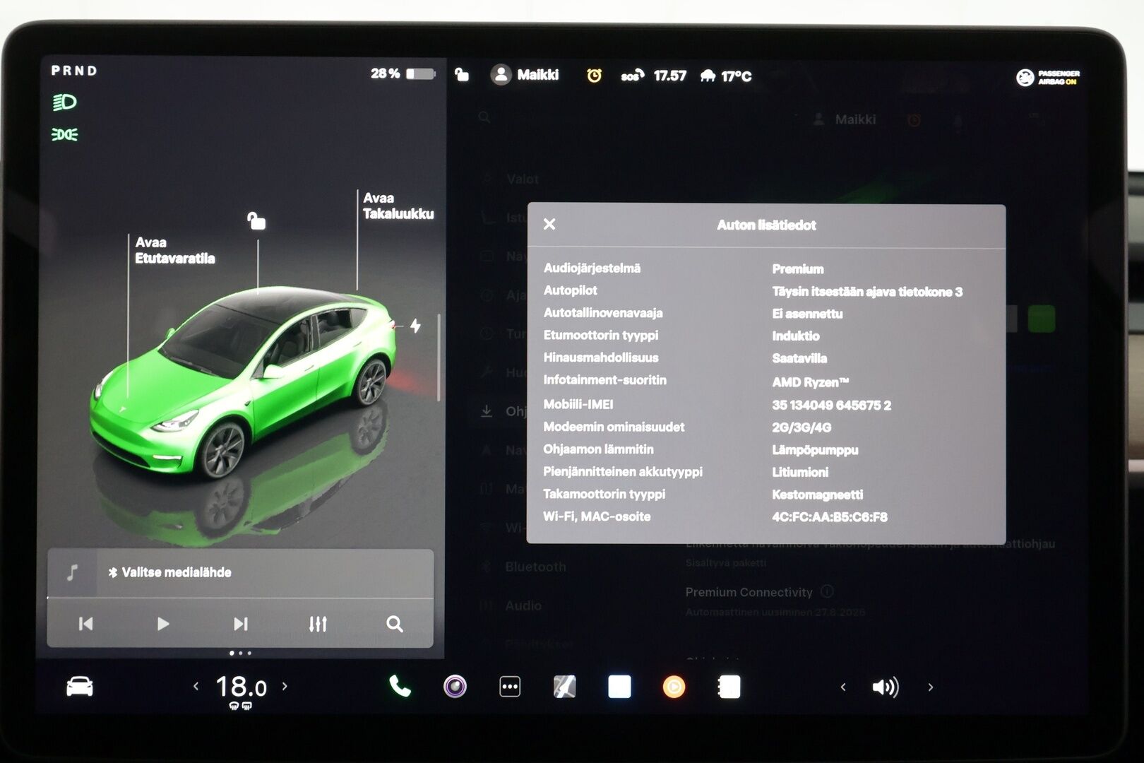 Tesla Model Y 2023 Long Range - | Koukku | ILP | Lasikatto | ACC | Matrix-LED | P.Kamera | Muistipenkki | Premium Audio | Navi | Kaistavahti | Keyless | 1-om Suomi-auto | Kahdet renkaat |