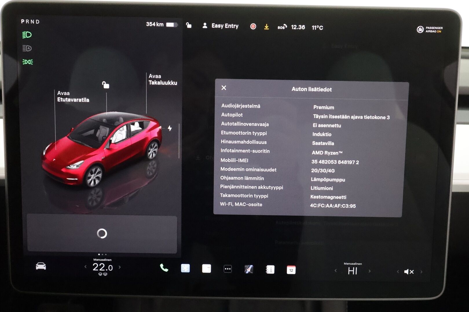 Tesla Model Y 2024 Long Range * Koukku / ILP / ACC / Matrix-LED / Lasikatto / P.kamera / Muistipenkki / Premium Audio * - 1-om Suomi-auto / Akku kuntotarkastettu / 2x Latauskaapelit / Kahdet renkaat 