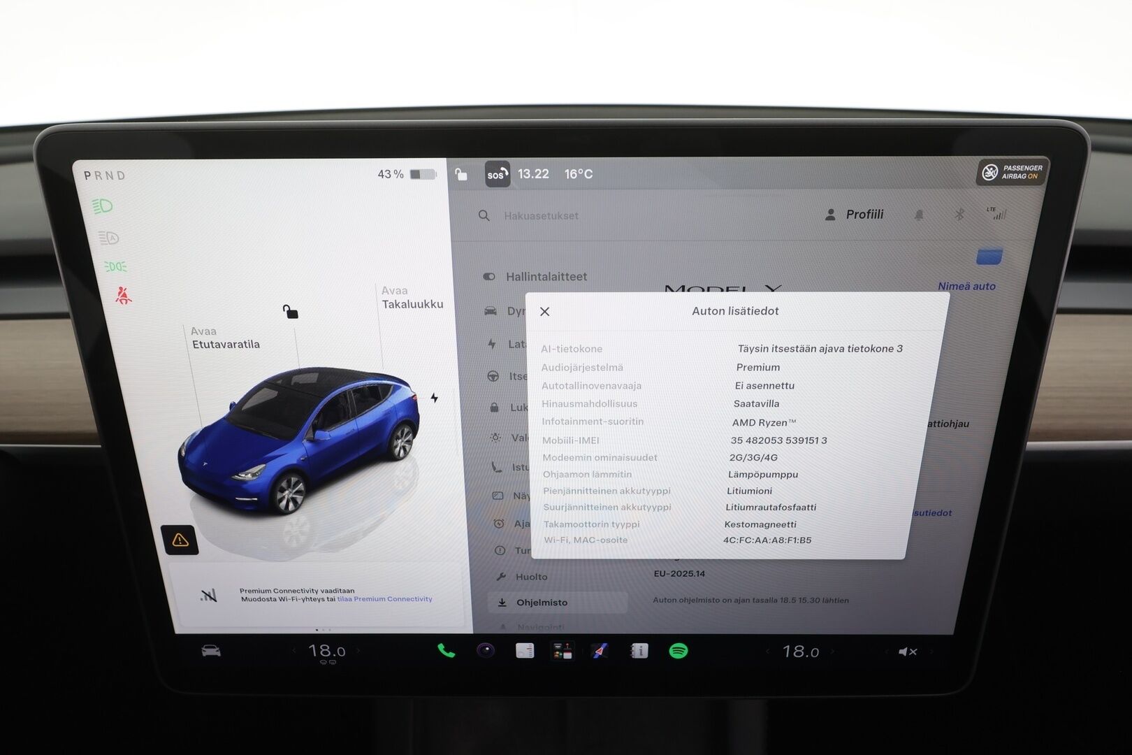 Tesla Model Y 2024 RWD - | ILP | Koukku | ACC | Lasikatto | Matrix | P.Kamera | Muistipenkki | Premium Audio | Navi | Kaistavahti | Keyless | 1-om Suomi-auto | Kahdet renkaat | 2x Latauskaapelit |