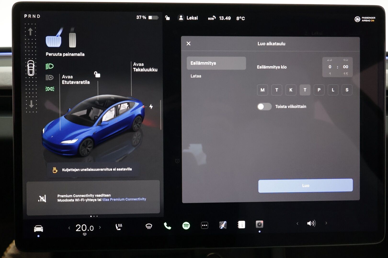 Tesla Model 3 2024 Long Range * Koukku / ILP / ACC / Lasikatto / Matrix-LED / P.Kamera / Ilmastoitu Muistipenkki / Premium Audio * - Suomi-auto / Kahdet renkaat aluvanteilla