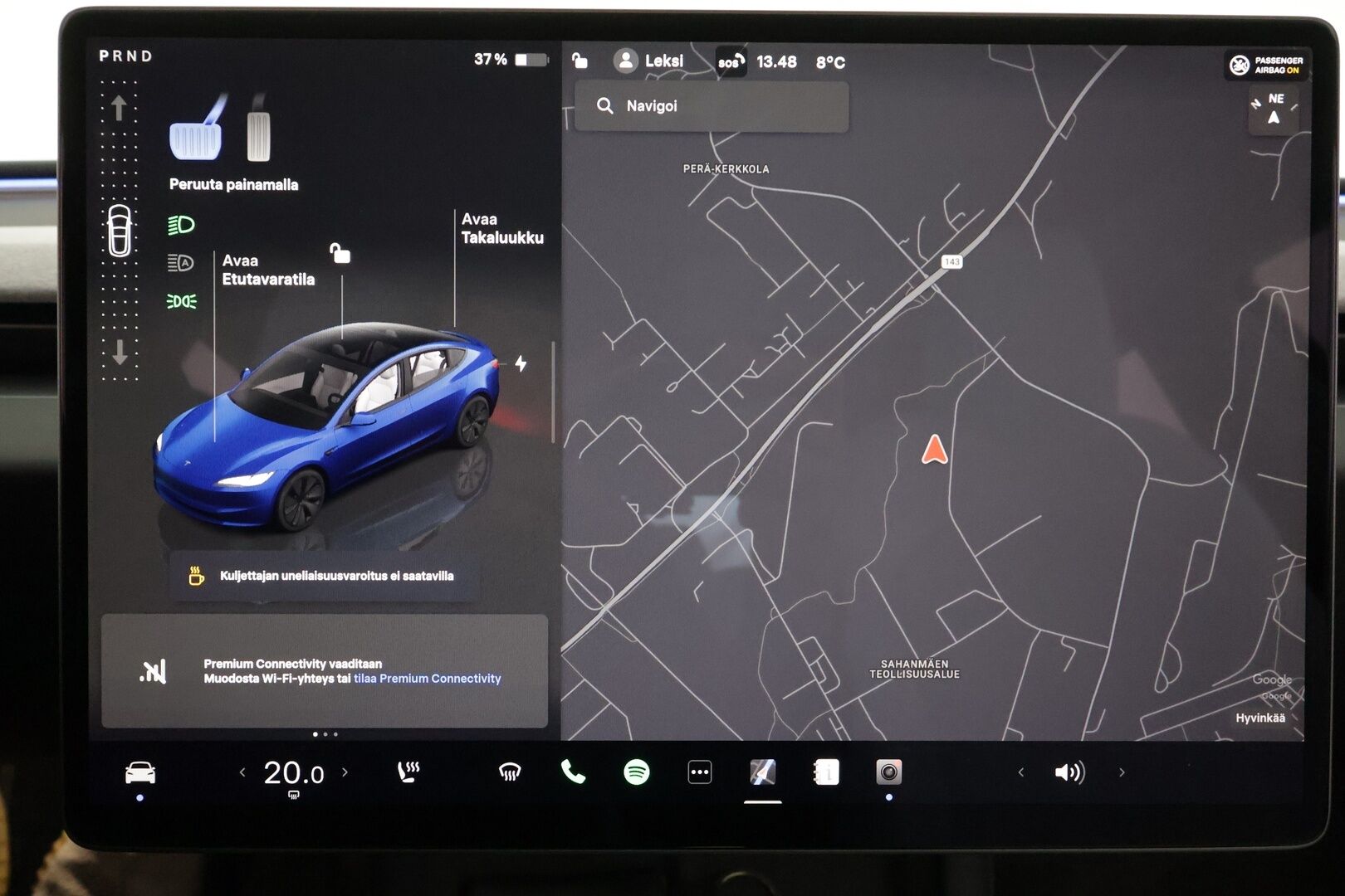 Tesla Model 3 2024 Long Range * Koukku / ILP / ACC / Lasikatto / Matrix-LED / P.Kamera / Ilmastoitu Muistipenkki / Premium Audio * - Suomi-auto / Kahdet renkaat aluvanteilla