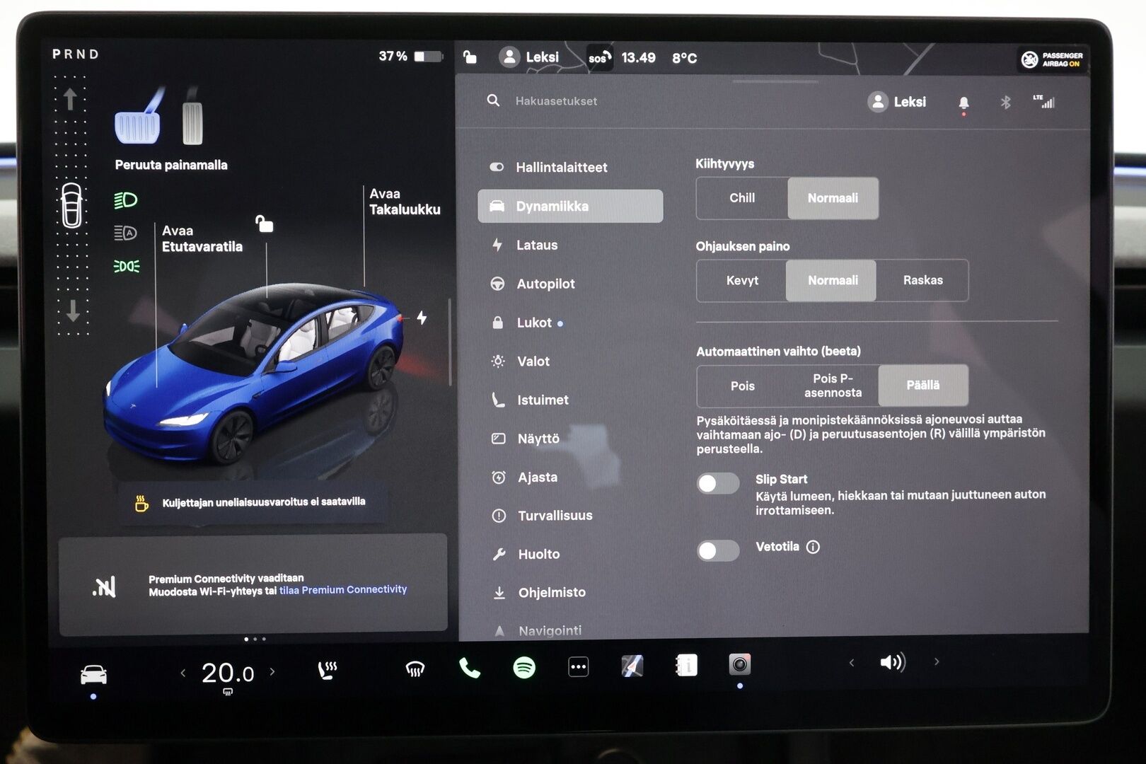 Tesla Model 3 2024 Long Range * Koukku / ILP / ACC / Lasikatto / Matrix-LED / P.Kamera / Ilmastoitu Muistipenkki / Premium Audio * - Suomi-auto / Kahdet renkaat aluvanteilla