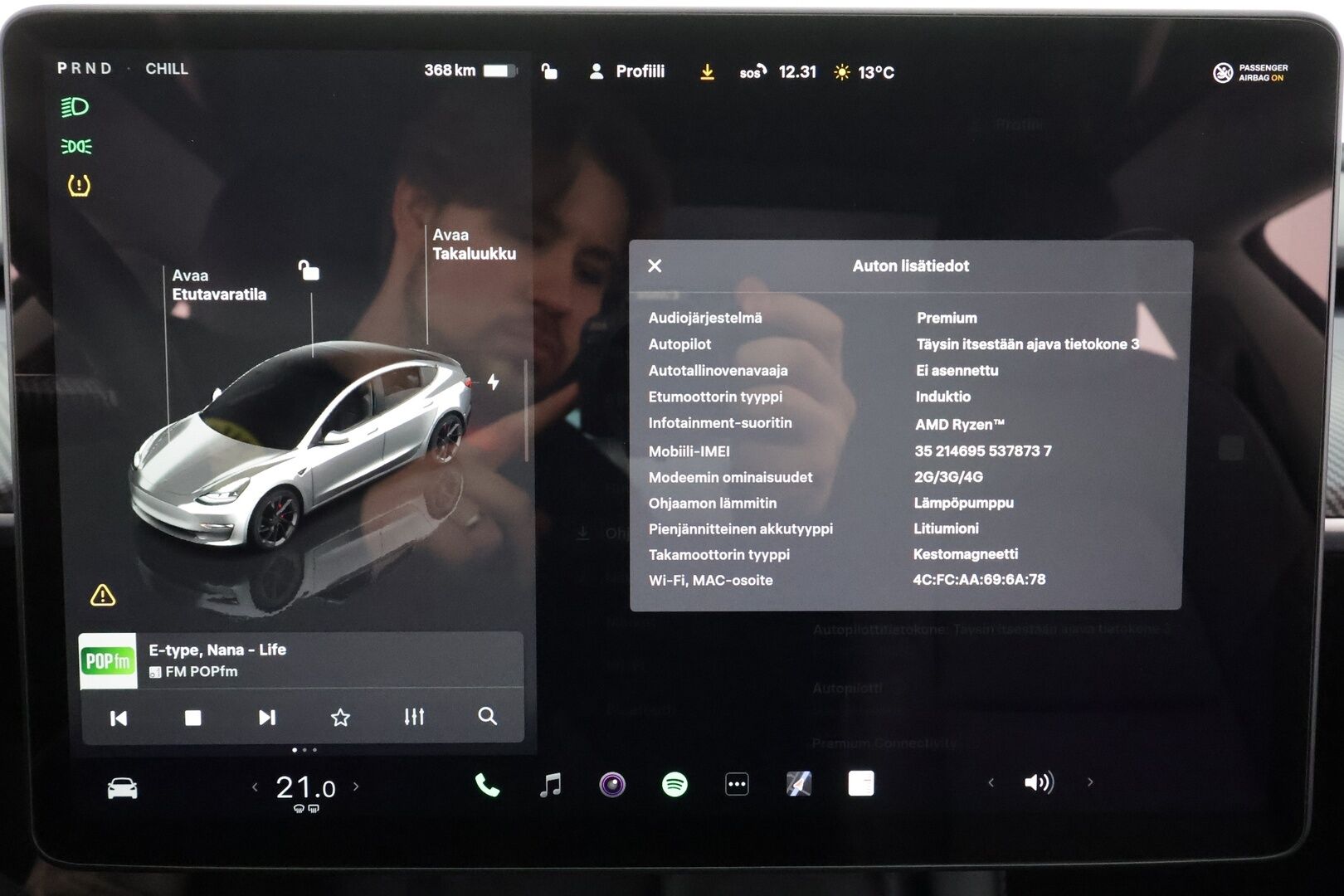 Tesla Model 3 2022 Performance * Lasikatto / ILP / ACC / Matrix-LED / P.Kamera / Muistipenkki / Premium Audio / Navi / Kaistavahti * - Akku kuntotarkastettu / 2x Latauskaapelit / Kahdet renkaat - HULLUT BLACKWEEK JATKOT - KORKOTARJOUS 2,49%