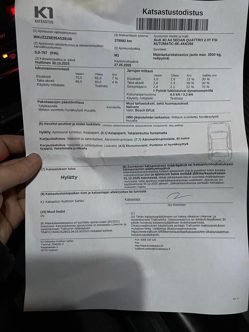 Audi A4 2005 2,0 TFSI 147 kW quattro*  *YritysOutlet - Myydään vain yrityksille  / Vakkari / Sporttipenkit / Nelikko * - * Tämä auto myydään YritysOutlet -valikoimasta vain yritykselle / Näyttävä / Hyvin pidetty*