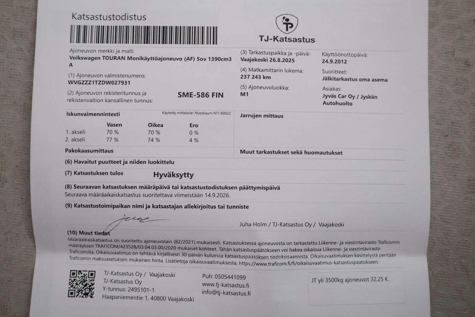 Volkswagen Touran 2012 1,4 Cross Touran TGI EcoFuel DSG 110kW 150hv * YritysOutlet - Myydään vain yrityksille *