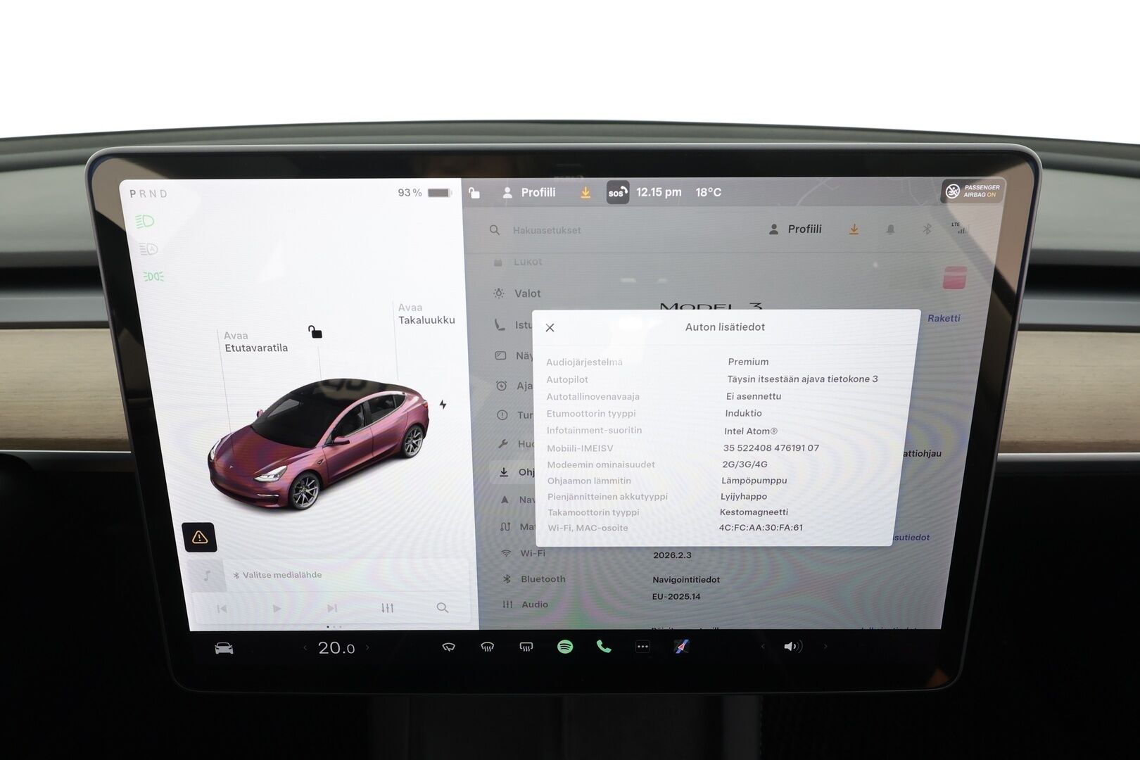 TESLA MODEL 3 2021 Long Range - | ILP | Lasikatto | ACC | Matrix-LED | P.kamera | Muistipenkki | Premium Audio | Navi | Kaistavahti | Keyless | 2x Latauskaapelit | Kahdet renkaat |