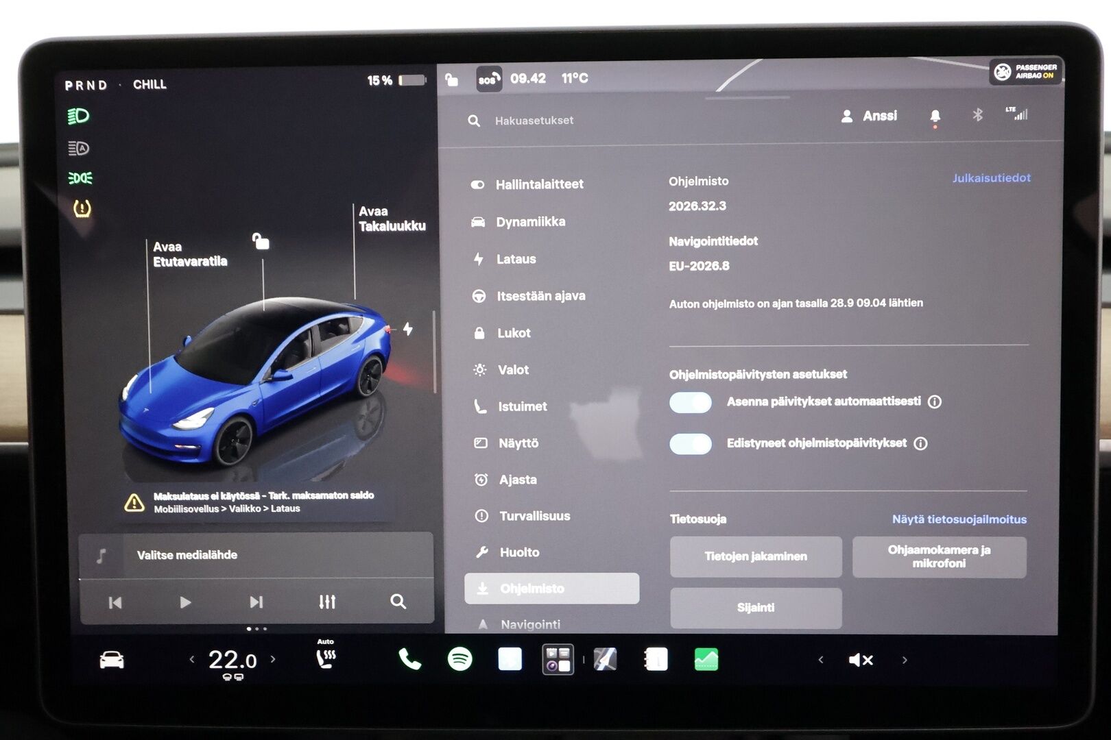 Tesla Model 3 2023 Standard Range Plus - | ACC | ILP | EAP | Matrix-LED | Ryzen | Lasikatto | Nahkaverhoilu | Muistipenkki | P.kamera | Lämm. ratti | Lämm. takapenkit | 2x renkaat aluin |