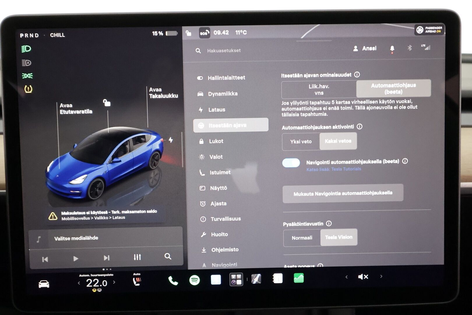 Tesla Model 3 2023 Standard Range Plus - | ACC | ILP | EAP | Matrix-LED | Ryzen | Lasikatto | Nahkaverhoilu | Muistipenkki | P.kamera | Lämm. ratti | Lämm. takapenkit | 2x renkaat aluin |