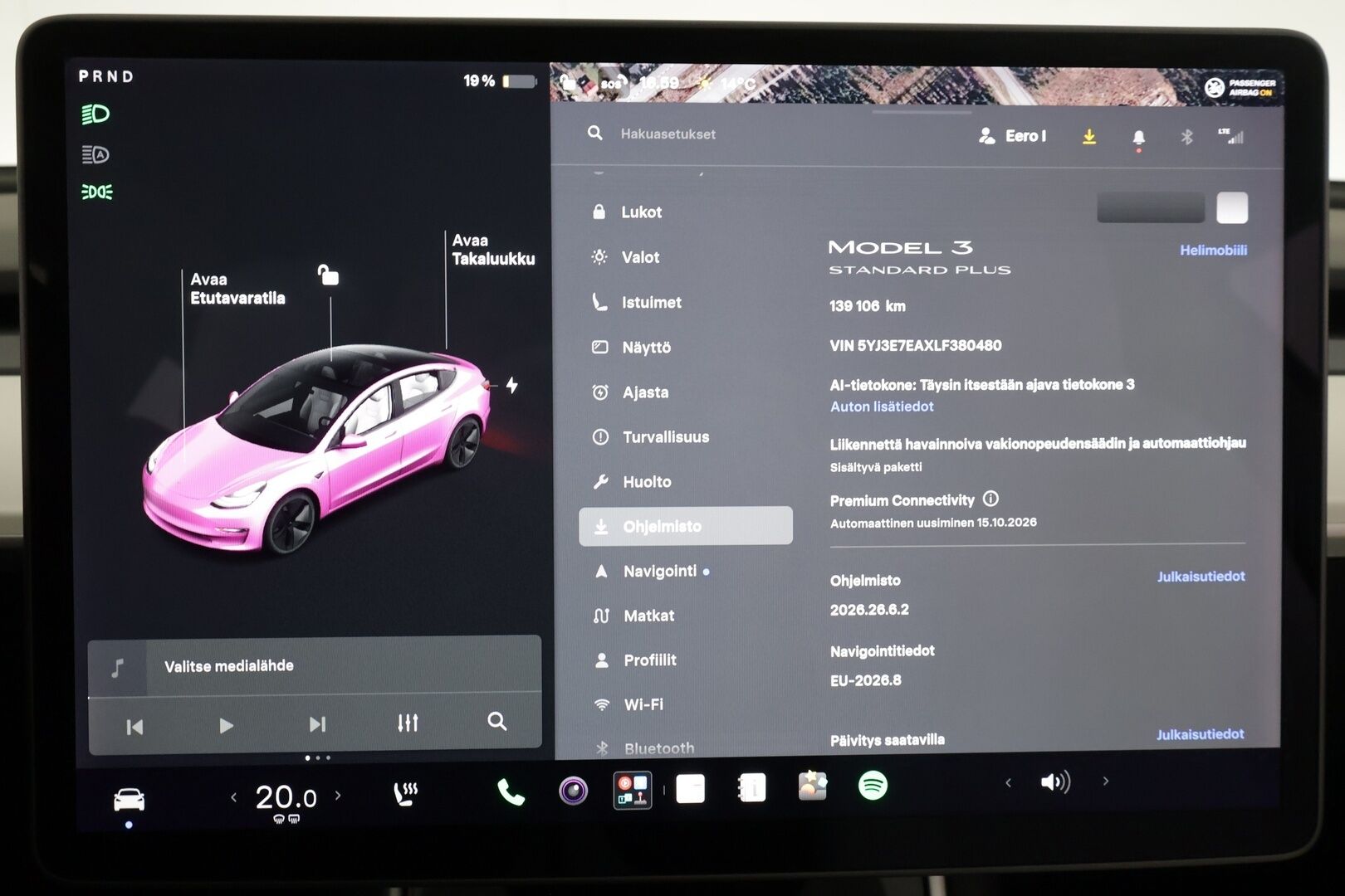 Tesla Model 3 2020 Standard Range Plus - | Lasikatto | ACC | LED | P.Kamera | Premium Speakers | Muistipenkki | Kaistavahti | Navi | Keyless | 2x Latauskaapelit |