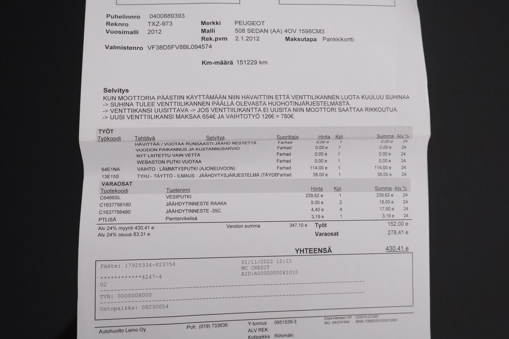 Peugeot 508 2012 Active THP 156 Limited ** Myydään huudossa