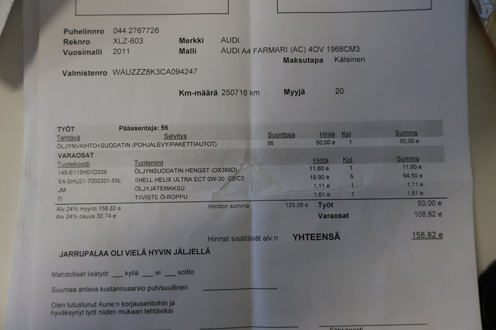 Audi A4 2011 Avant 2,0 TDI e DPF Start-Stop Business Plus*YritysOutlet - Myydään vain yrityksille* - *YritysOutlet - Myydään vain yrityksille*