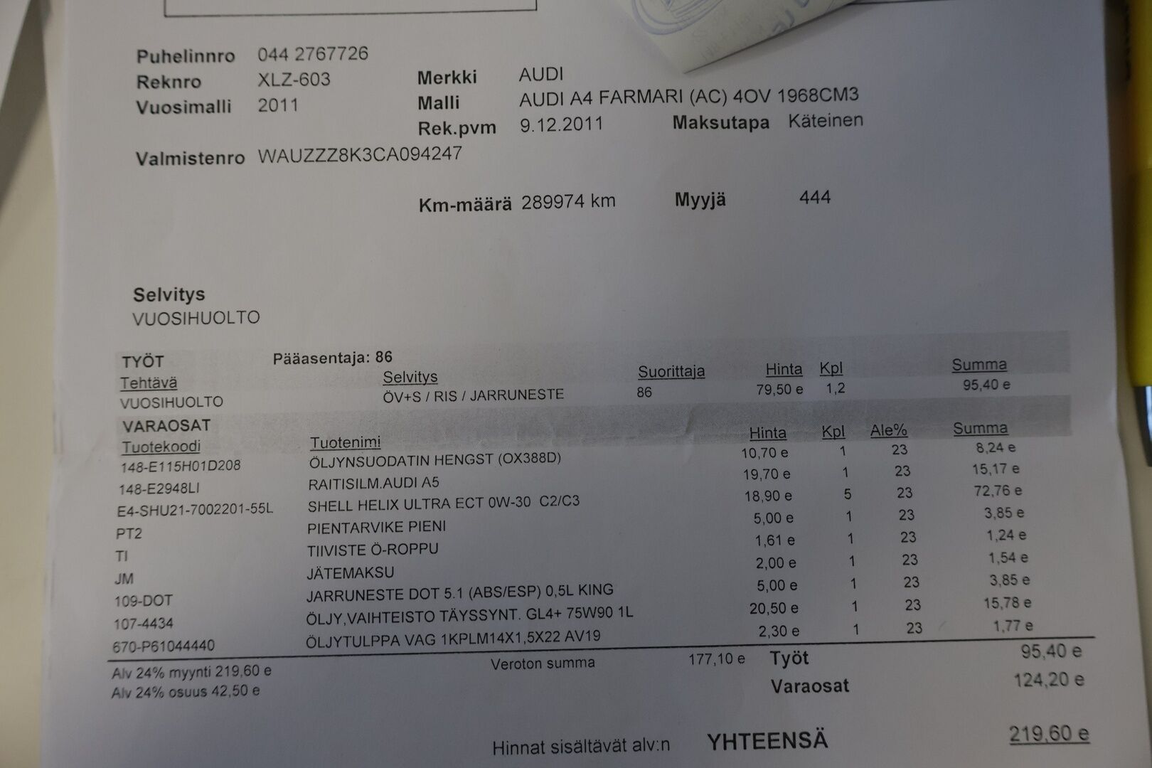 Audi A4 2011 Avant 2,0 TDI e DPF Start-Stop Business Plus*YritysOutlet - Myydään vain yrityksille* - *YritysOutlet - Myydään vain yrityksille*